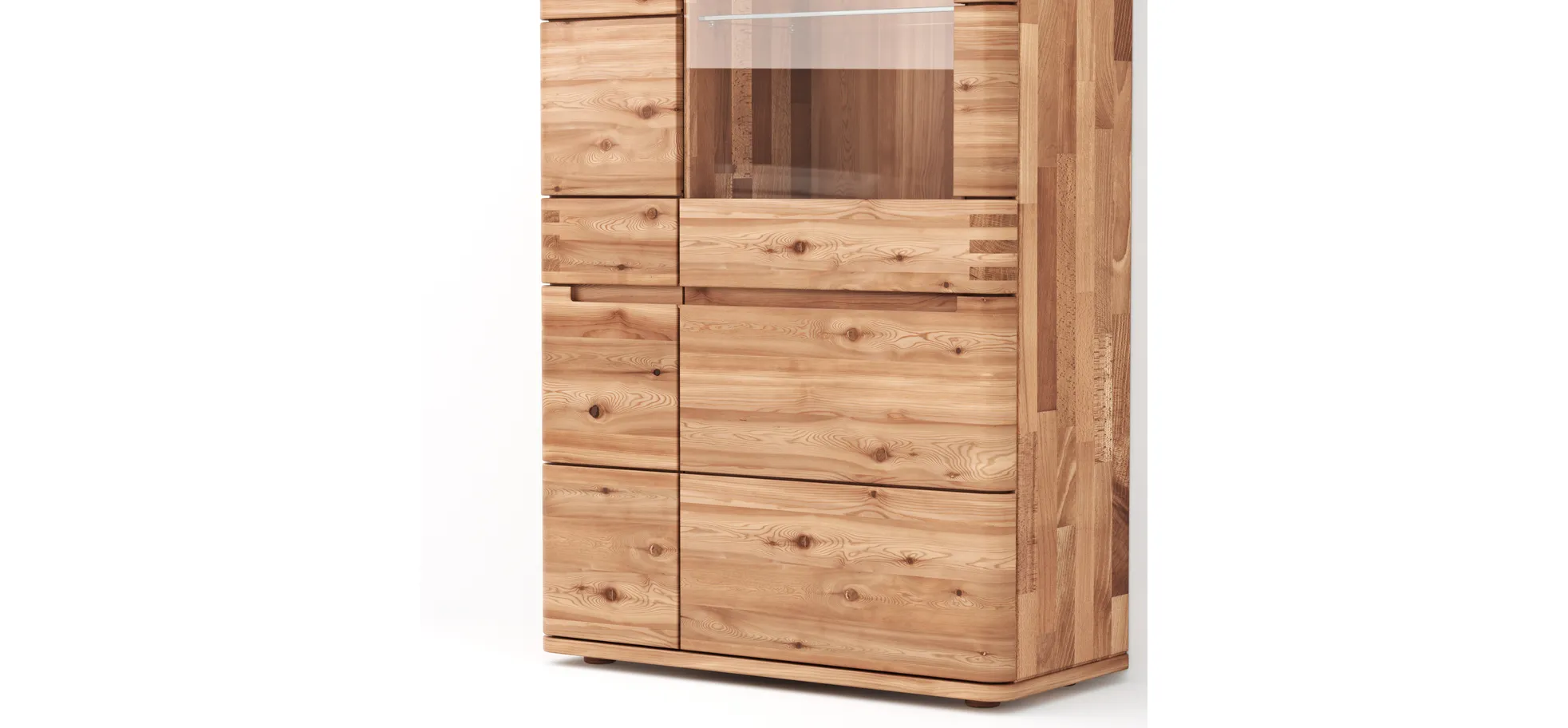 Vitrine Cartago Soft - Astbuche massiv, natur geölt