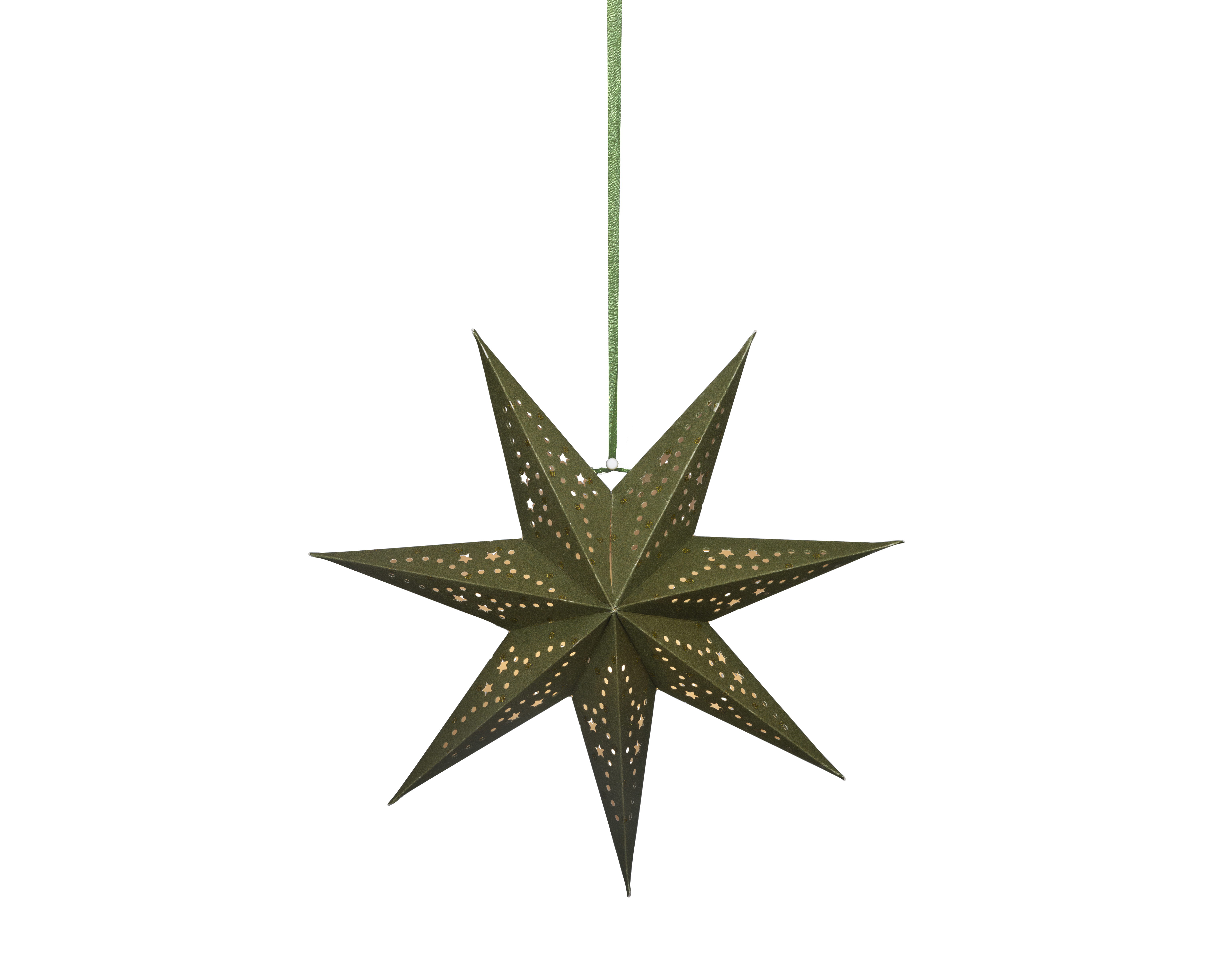 LED Stern - grün/warmes weiss, Papier, Ø38-L18.5cm-6L