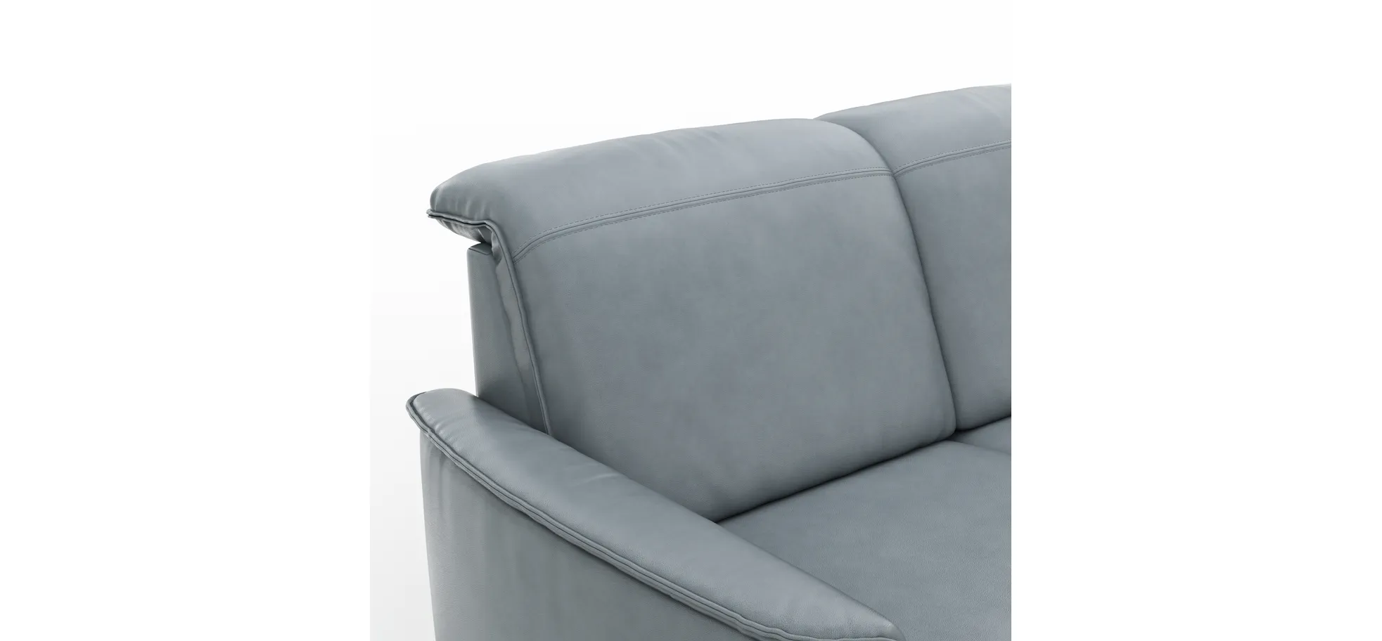 Sofa Bolivien - 2,5-Sitzer mit Relaxfunktion/Kopfteilverstellung motorisch, Leder, Steel