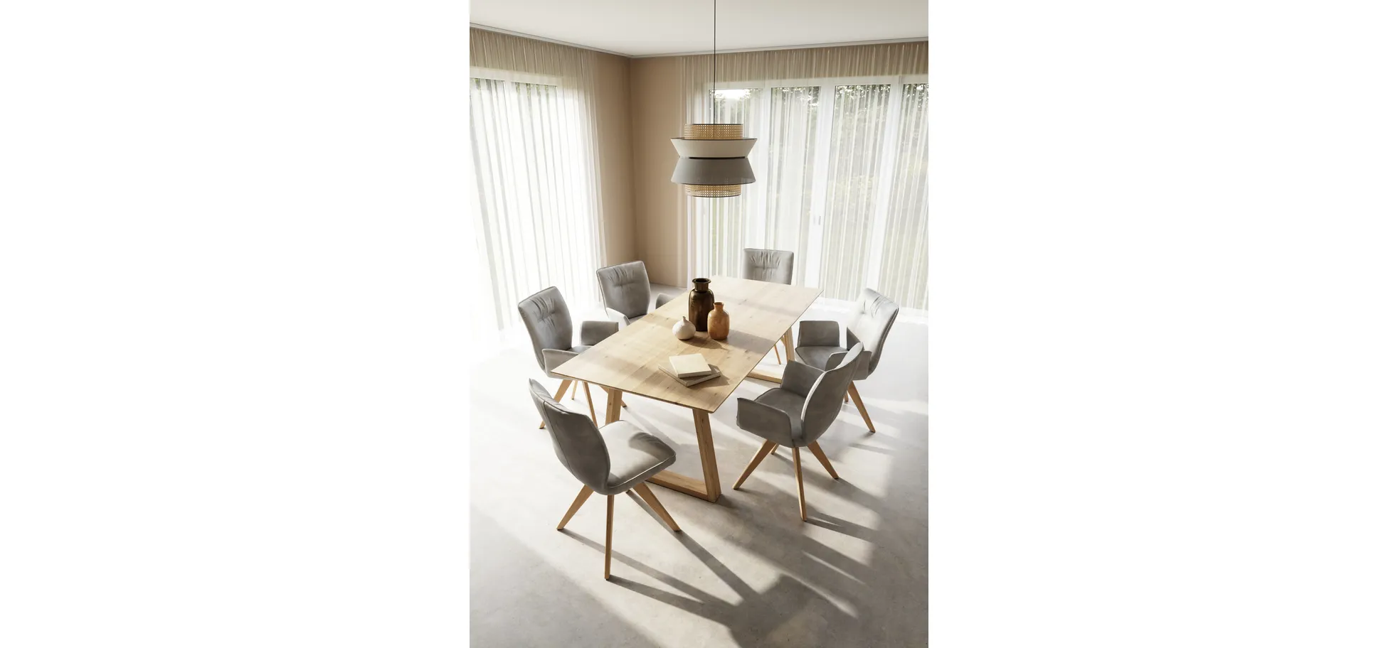 Esstisch Belfast - LB ca. 220x100 cm, Eiche massiv, Legno, Trapezgestell