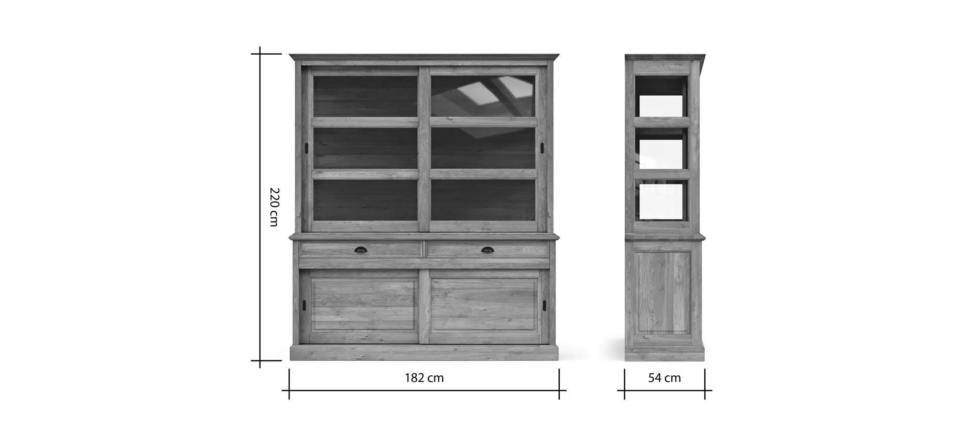 Buffetschrank Louisiana - mit Schiebetüren, Wildeiche teilmassiv, geölt