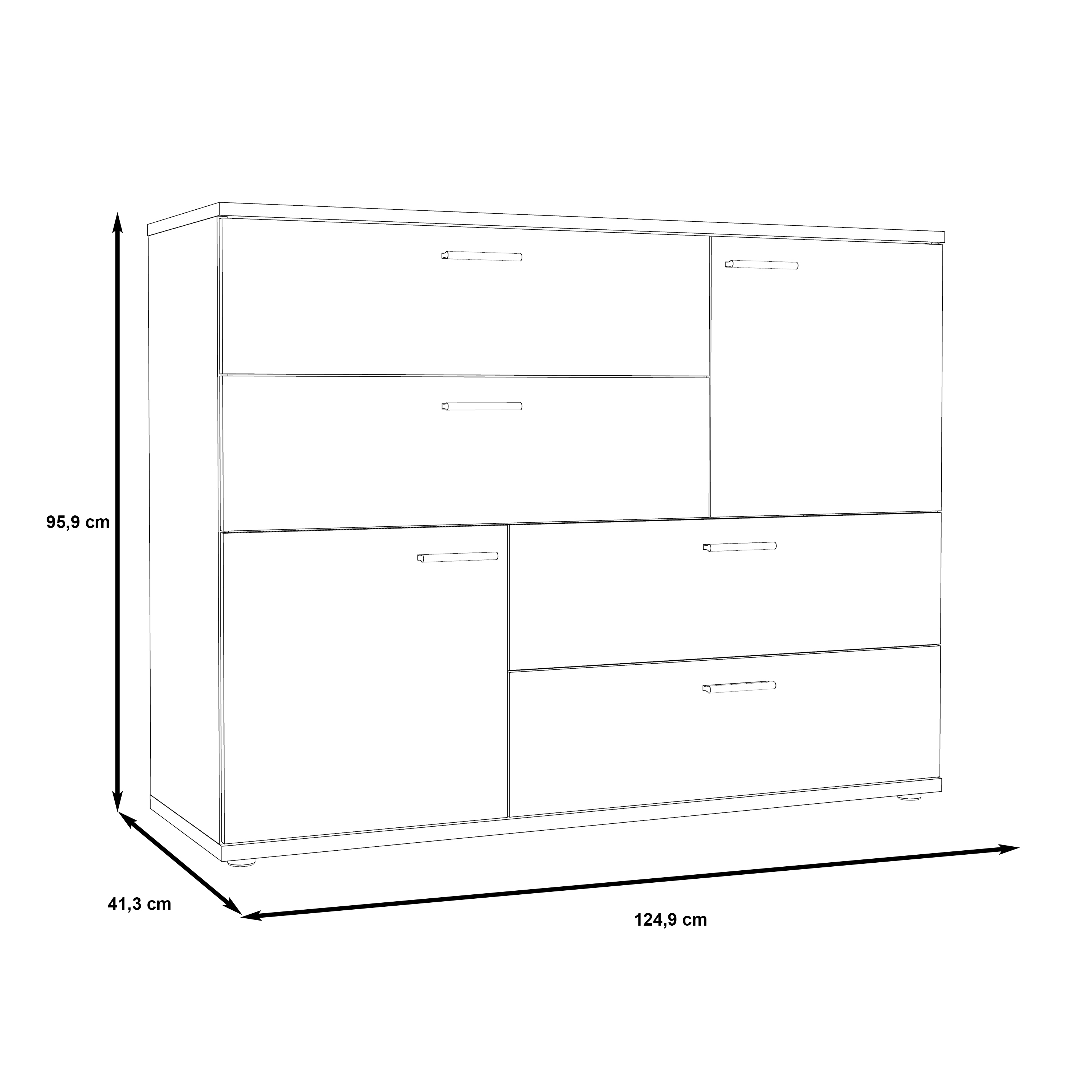Kommode, Artisan Eiche, Dunkelgrau - Fadia