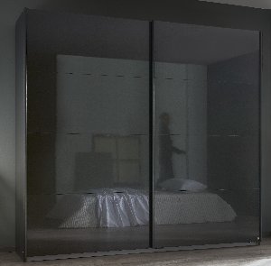 Schwebetürenschrank, grau metallic - ROMAN