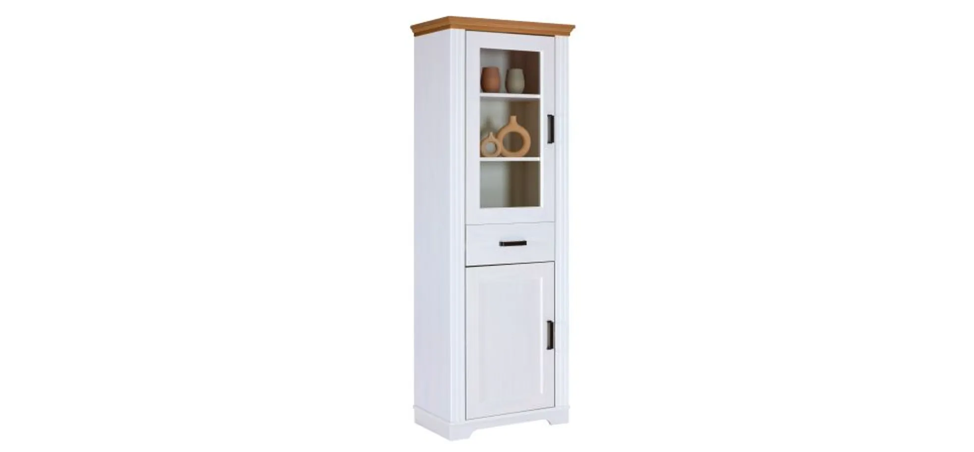 Vitrine - B ca. 68 cm, Weiß, Oak Colori