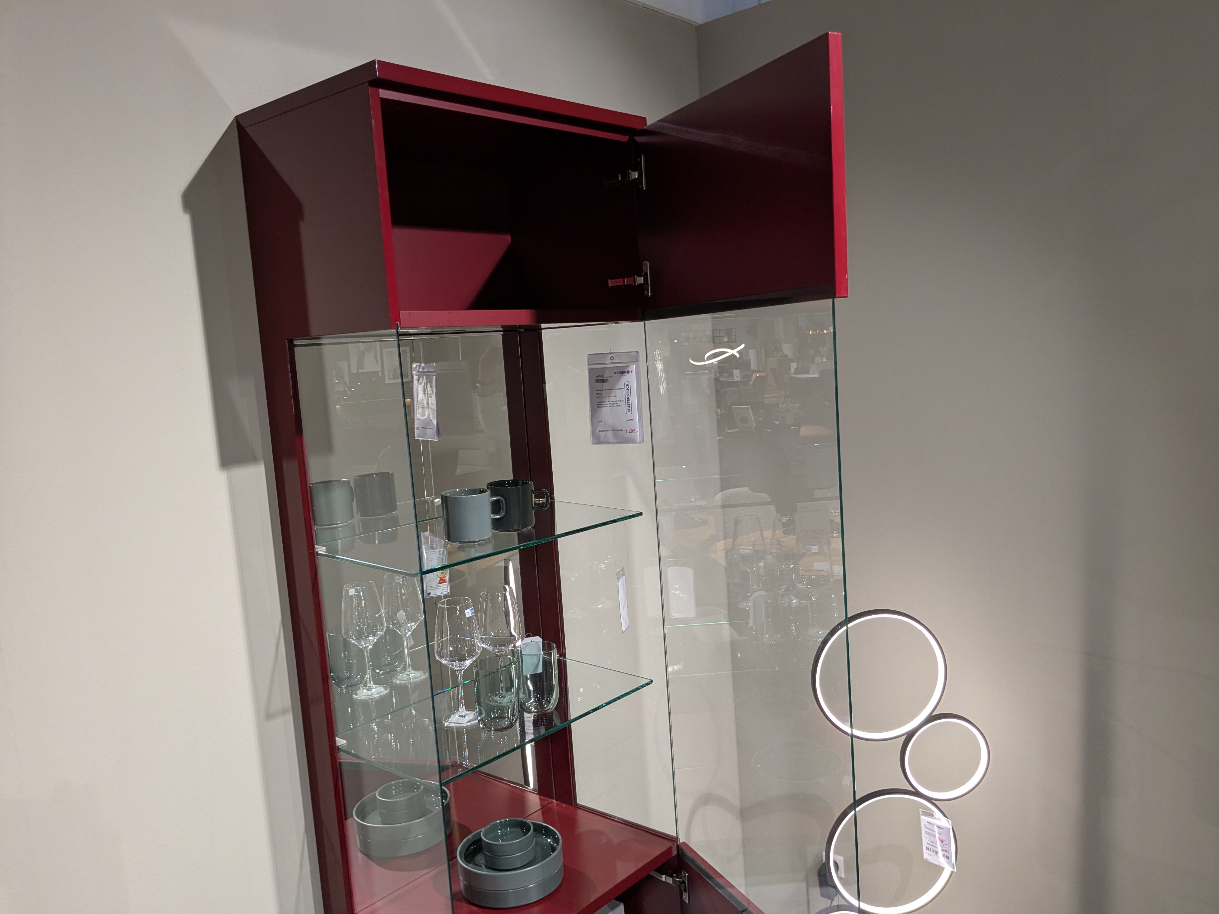 Vitrine, Lack dunkelrot, Hochglanz - FINALE