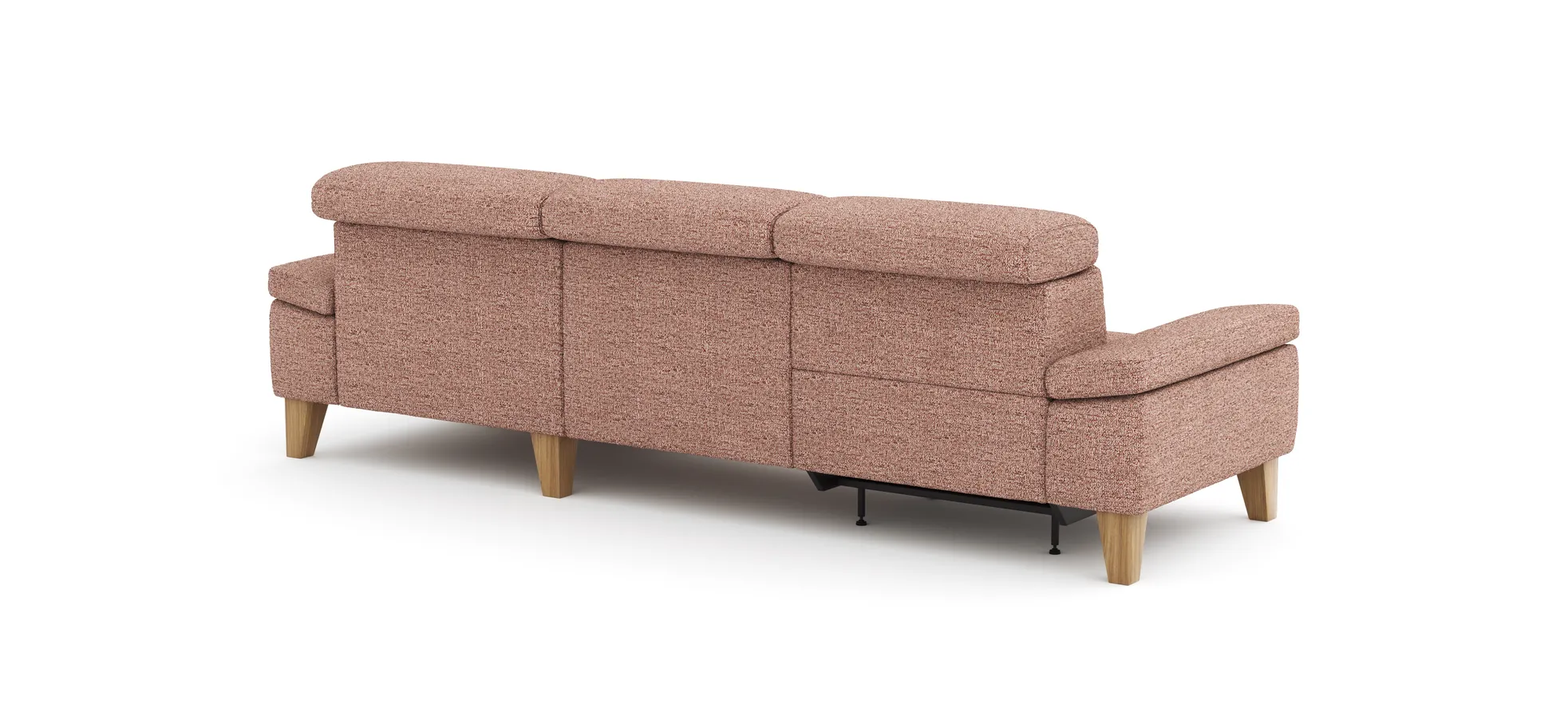 Ecksofa Hudson - 2,5-Sitzer mit Longchair rechts, inkl. Kopfteil/Armlehne verstellbar und Relaxfunktion (motorisch), Stoff, Kupfer