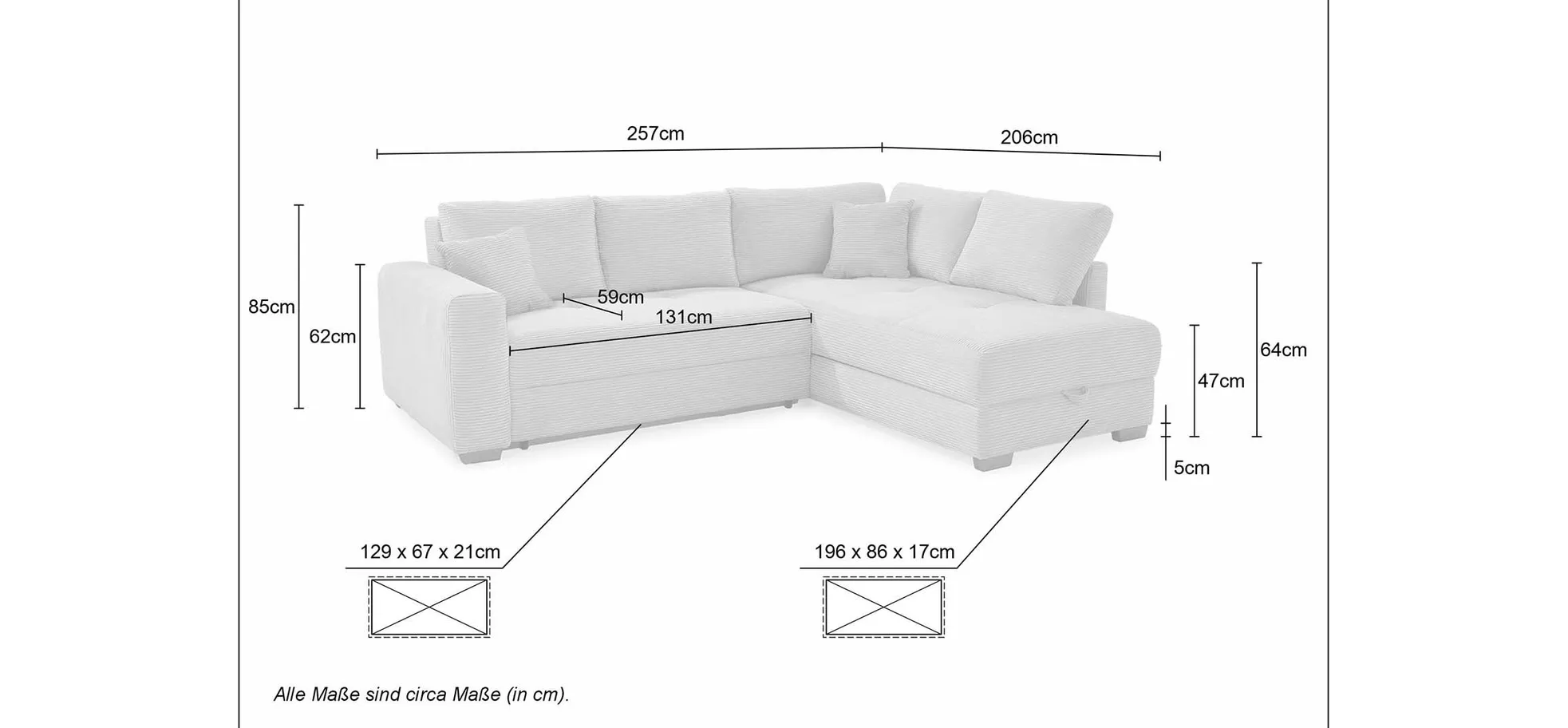 Ecksofa Jyte, Kaltschaumtopper - Jyte