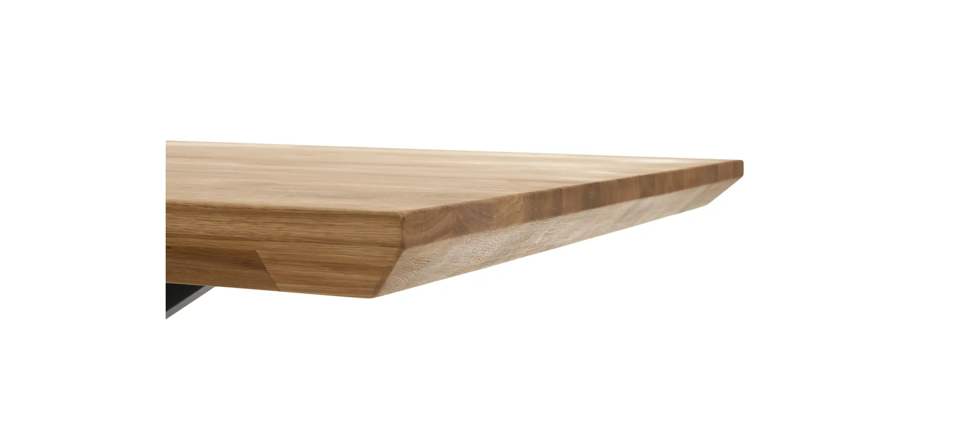 Esstisch - LB ca. 240x100 cm, Wildeiche massiv geölt, Schweizer Kante, Schwarz