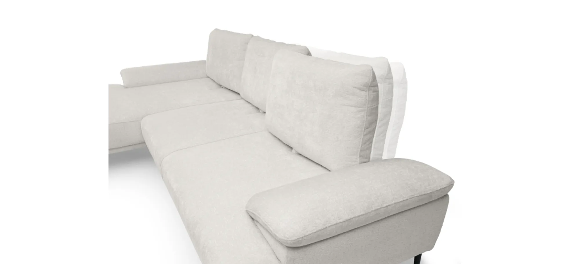 Ecksofa ENRIK - Ecke links, 2,5-Sitzer inkl. Sitztiefenverstellungen, Stoff, Hellgrau
