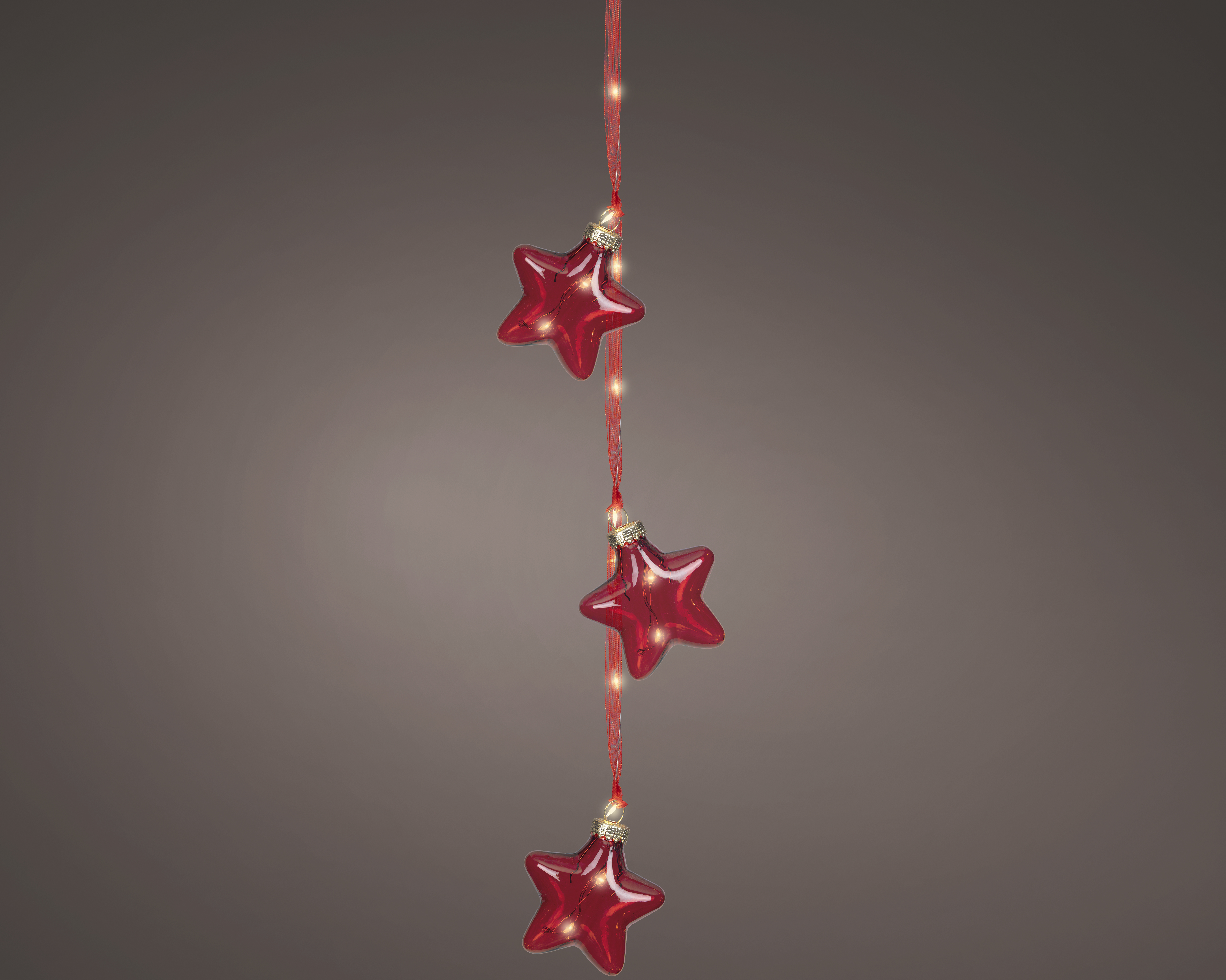 Micro LED Bündel Sterne - rot/warm weiss, Glas, L5.70-W5.70-H28cm-15L