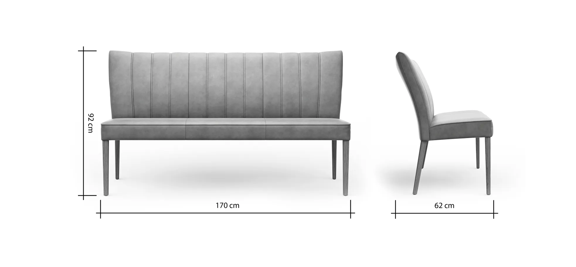 Polsterbank Seaford - B ca. 170 cm, Stoff, Braun