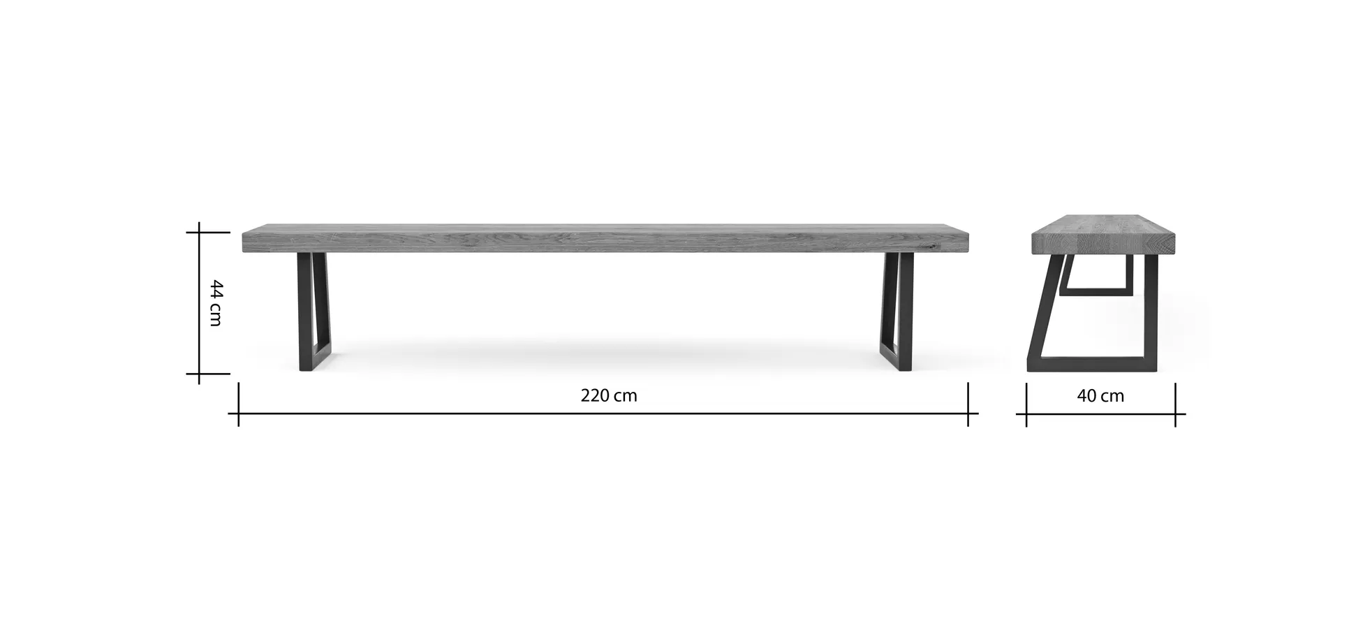 Holzbank Clifton - Breite ca. 220cm, Wildeiche massiv, natur