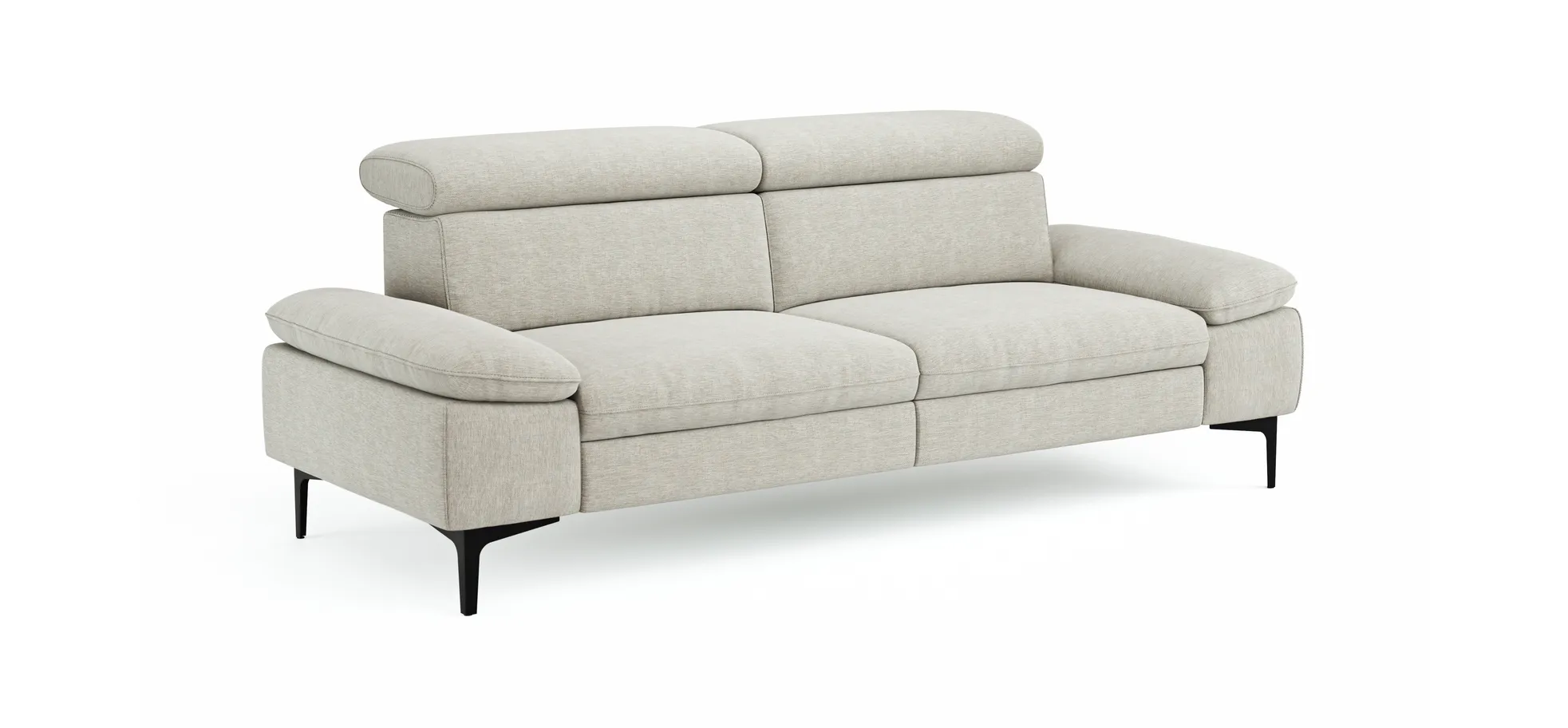 Sofa Felipa - 3-Sitzer inkl. Kopfteil verstellbar, Stoff, Natur