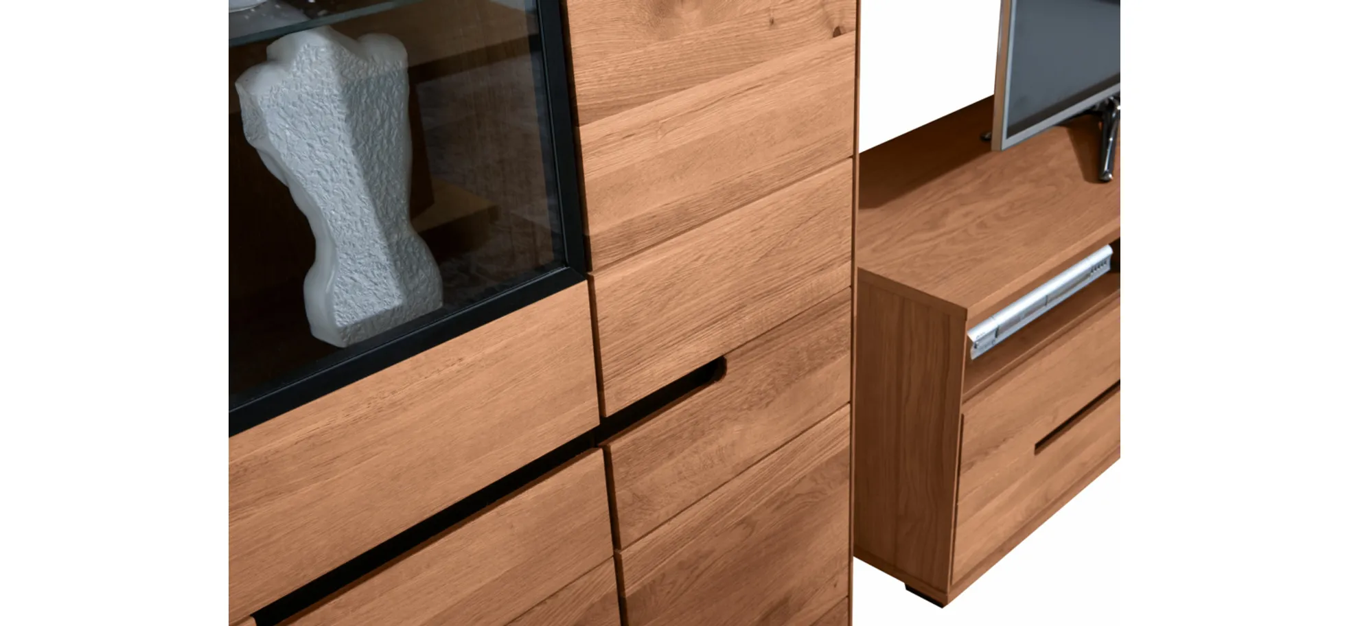 Vitrine, Eiche, 4-trg., 1xGlas-/3xHolztür - Edma