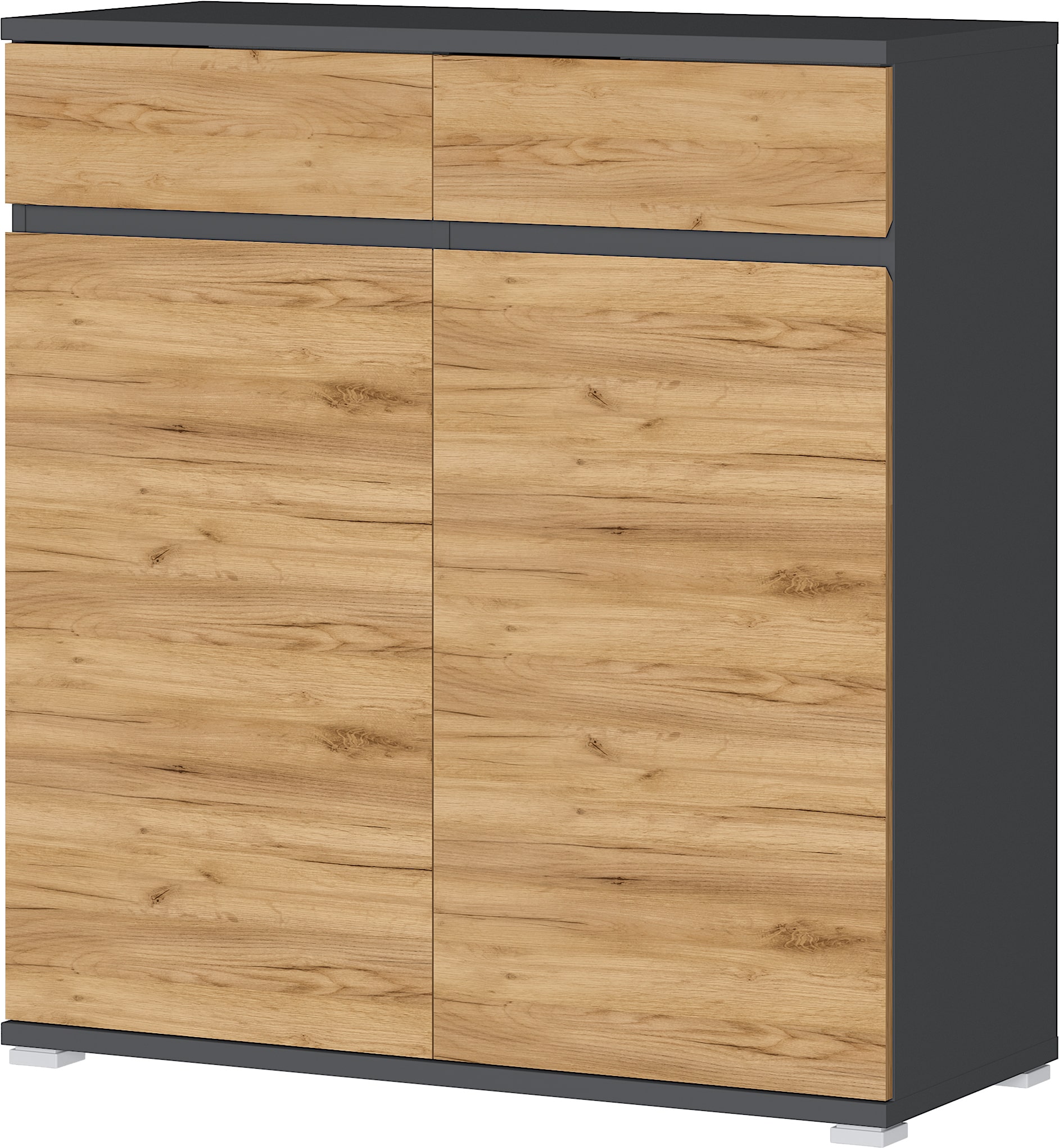Schuhschrank 2-türig, anthrazit, Eiche NB - GIENGEN