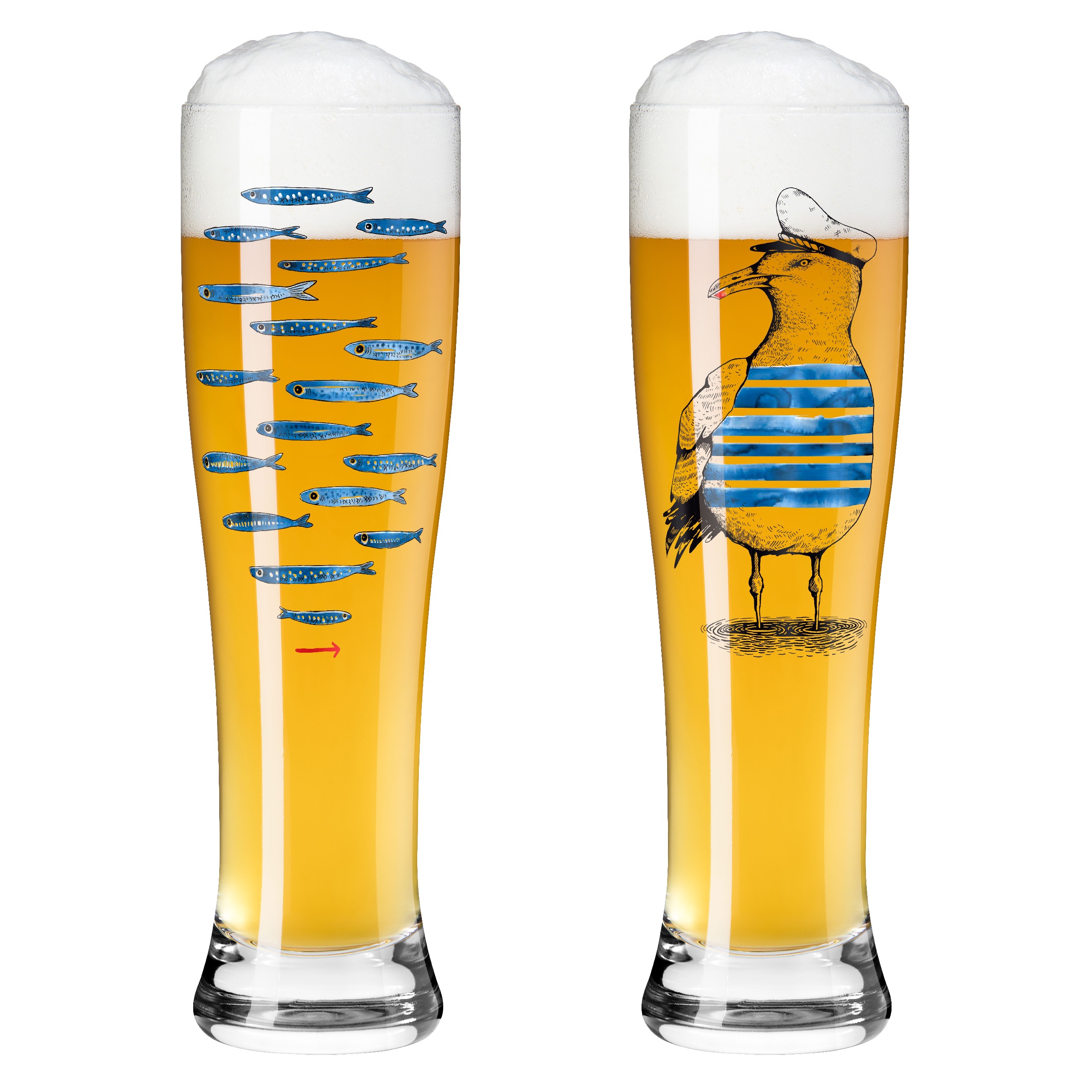 Ritzenhoff Weizenbierglas-Set Brauchzeit - 2-er Set, Möve-Sardinen