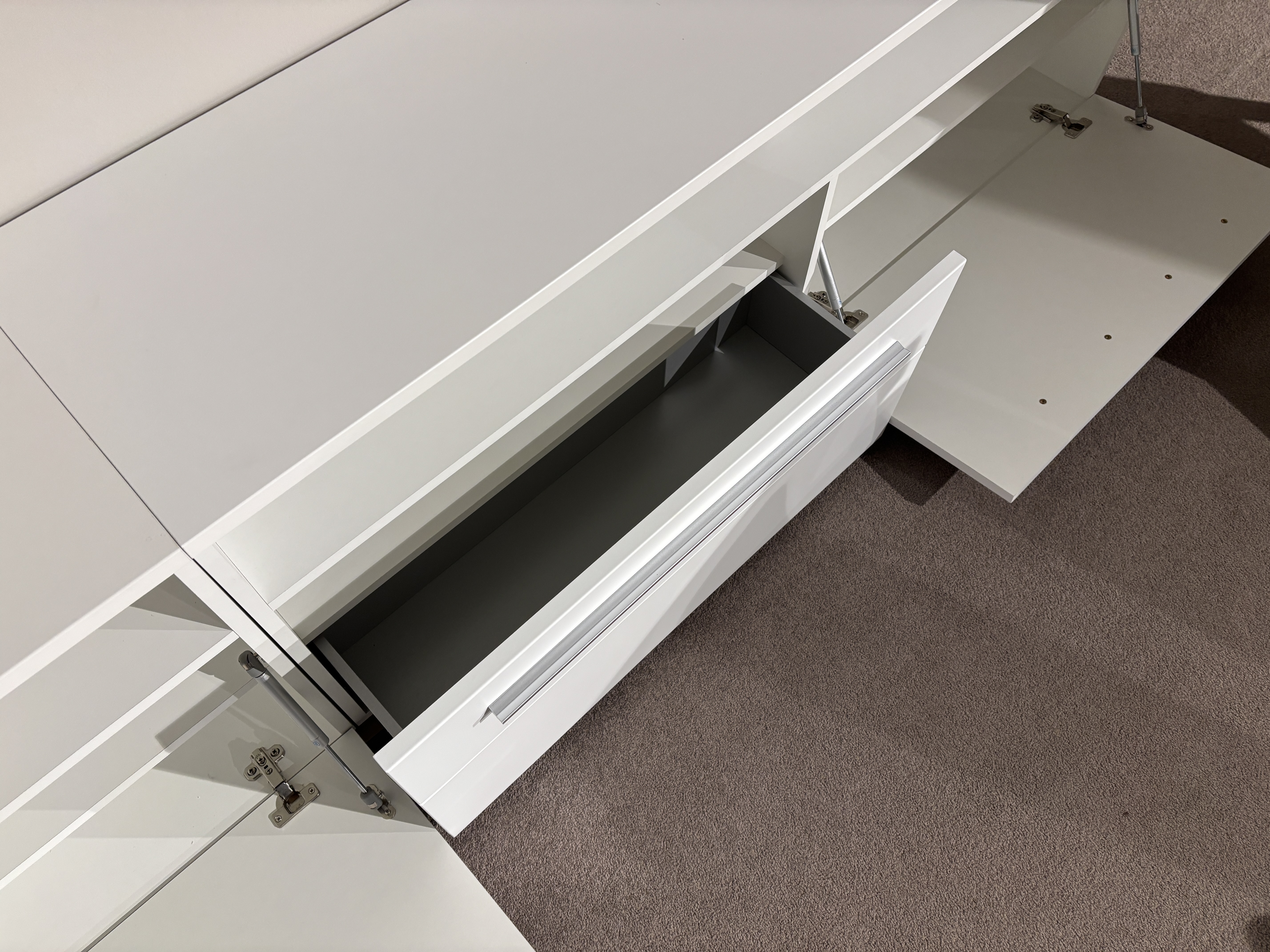 Wohnwand, weiß/graphit matt MDF - INKON