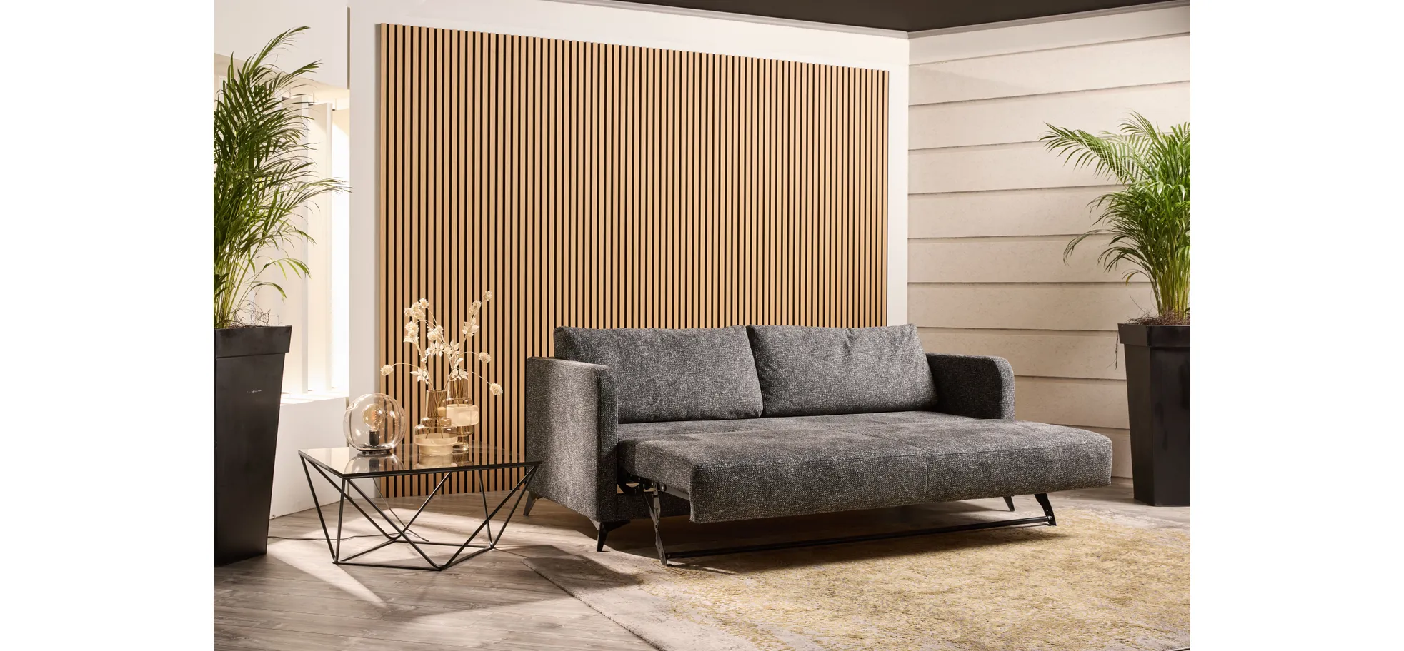 Schlafsofa - Stoff, Anthrazit