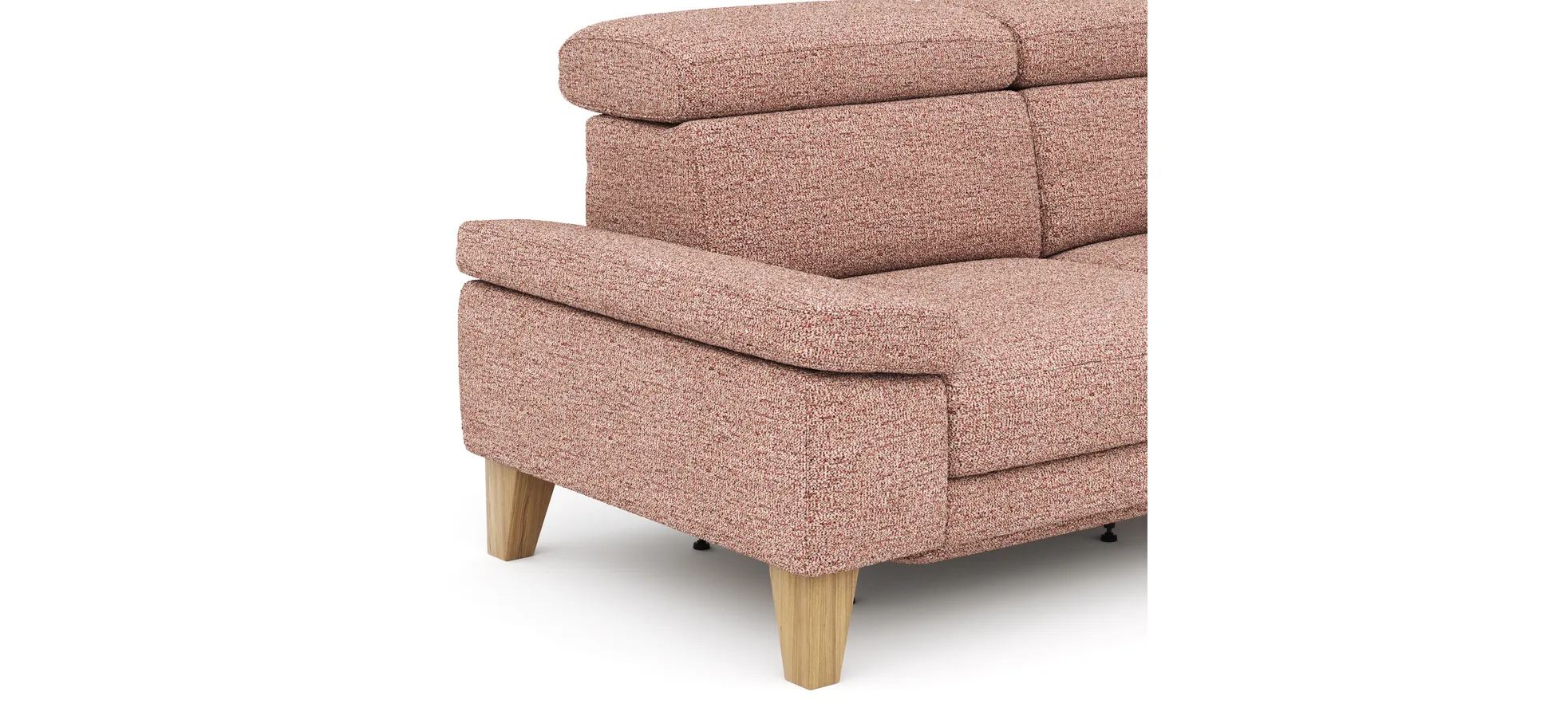 Ecksofa Hudson - 2,5-Sitzer mit Longchair rechts, inkl. Kopfteil/Armlehne verstellbar und Relaxfunktion (motorisch), Stoff, Kupfer