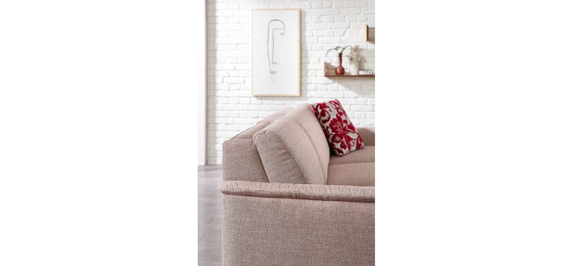 Ecksofa Mendoza - 2,5-Sitzer mit Longchair rechts, Bettkasten, Stoff, Bordeaux