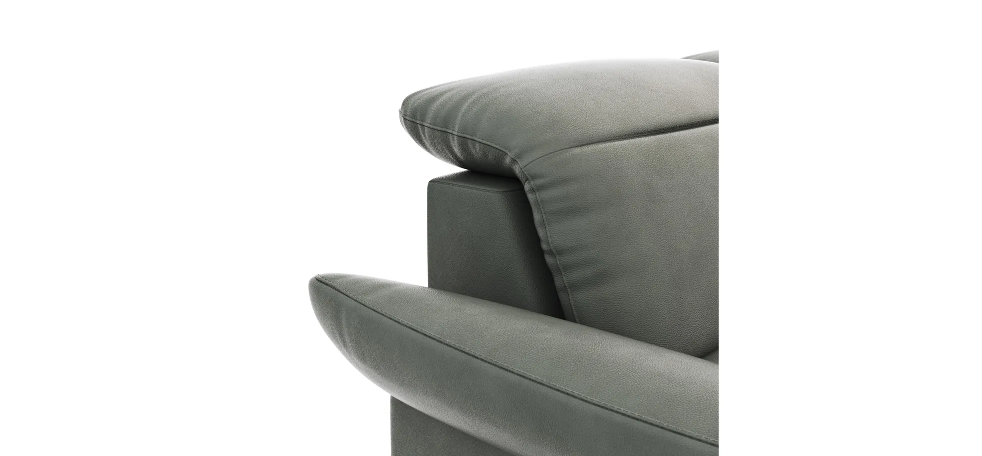 Ecksofa Rockport B - 2,5-Sitzer mit Longchair rechts inkl. Kopfteil/Sitztiefe/Armlehne verstellbar, Leder, Grau Ecksofa Rockport B - 2,5-Sitzer mit Longchair rechts inkl. Kopfteil/Sitztiefe/Armlehne verstellbar, Leder, Grau