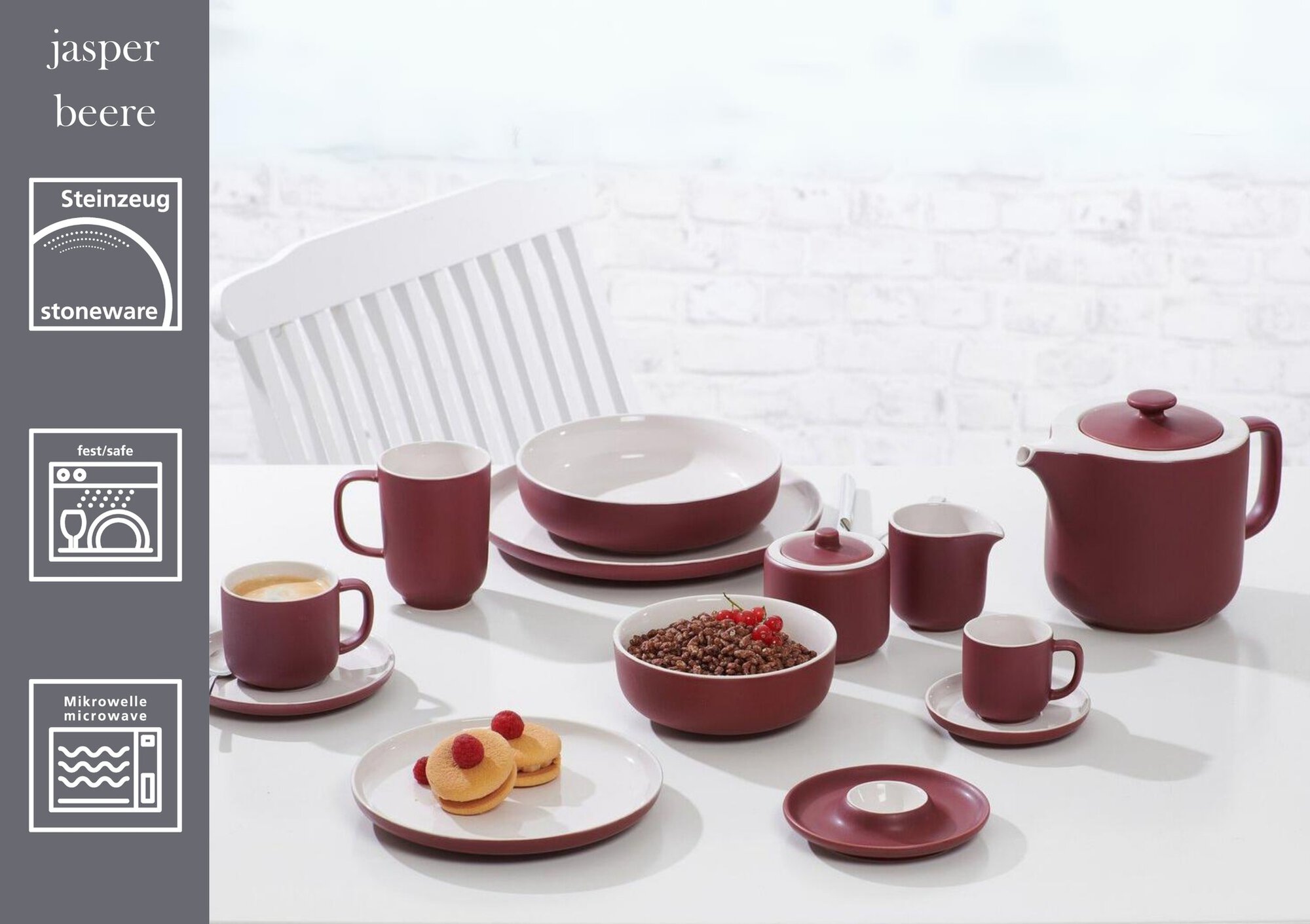 Untertasse Jasper Beere 15 cm - Steinzeug, spülmaschinenfest, rund, rot