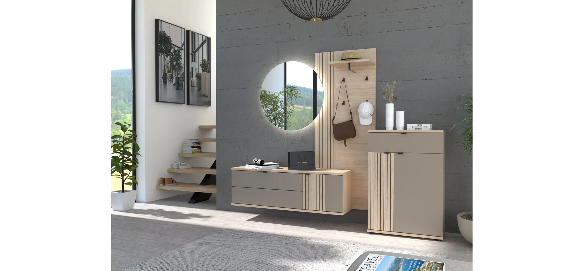 Hängeschuhschrank, Riva Eiche Nachbildung - Ilian