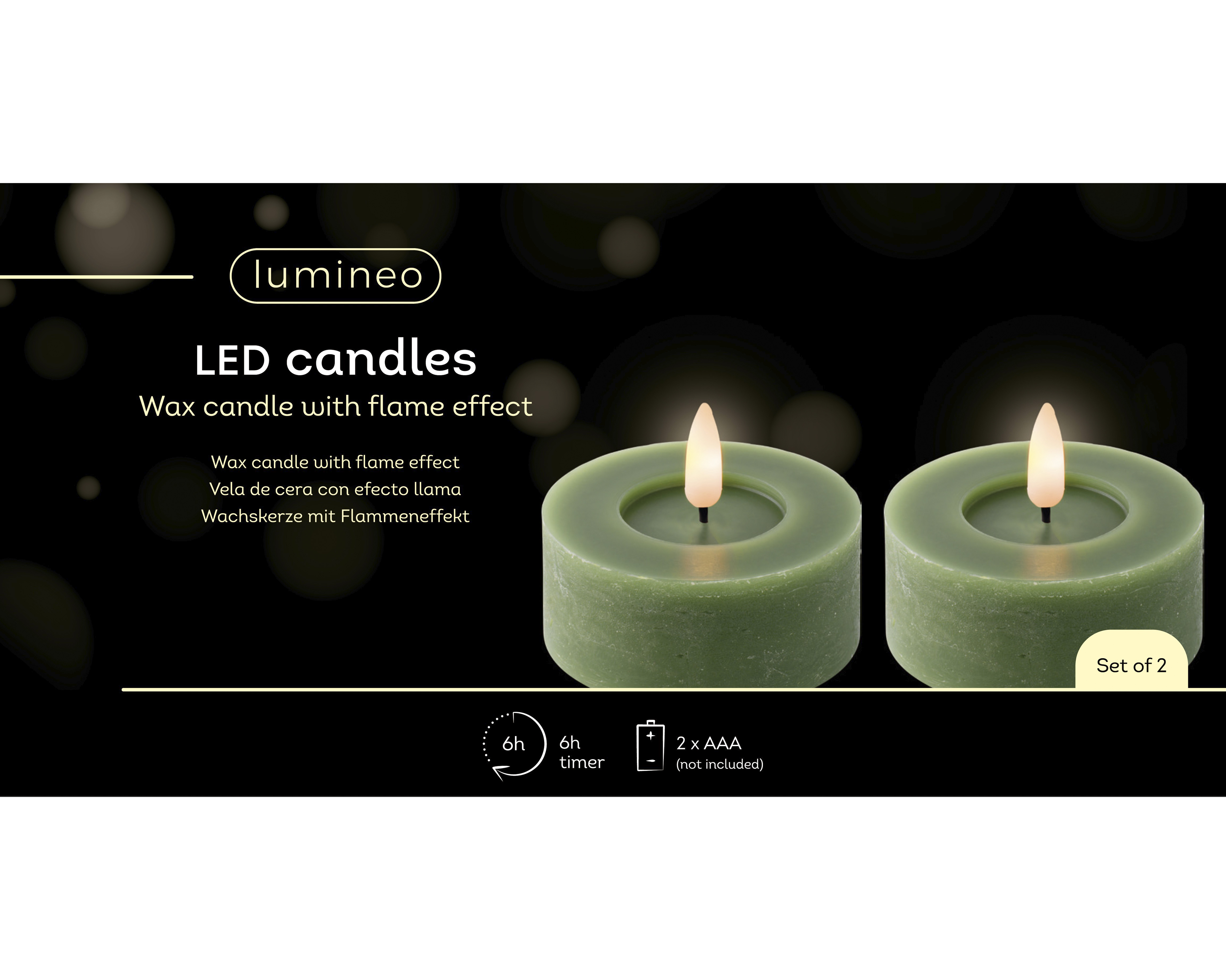 LED Teelicht Wachs - grün/warmes weiss, Wachs, Ø7-H6cm-1L