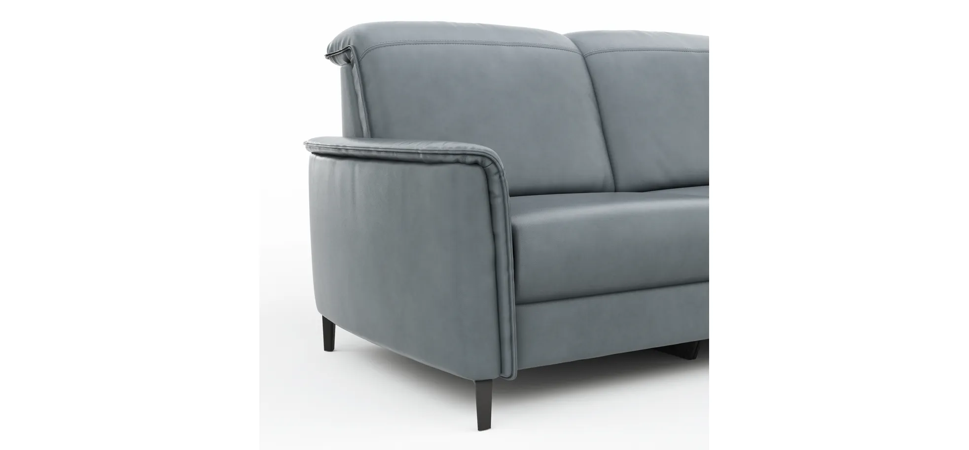 Sofa Bolivien - 2,5-Sitzer mit Relaxfunktion/Kopfteilverstellung motorisch, Leder, Steel