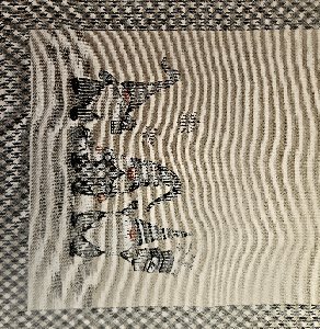 Tischset Weihnachtsgobelin - 38x48cm, Zwerge grau