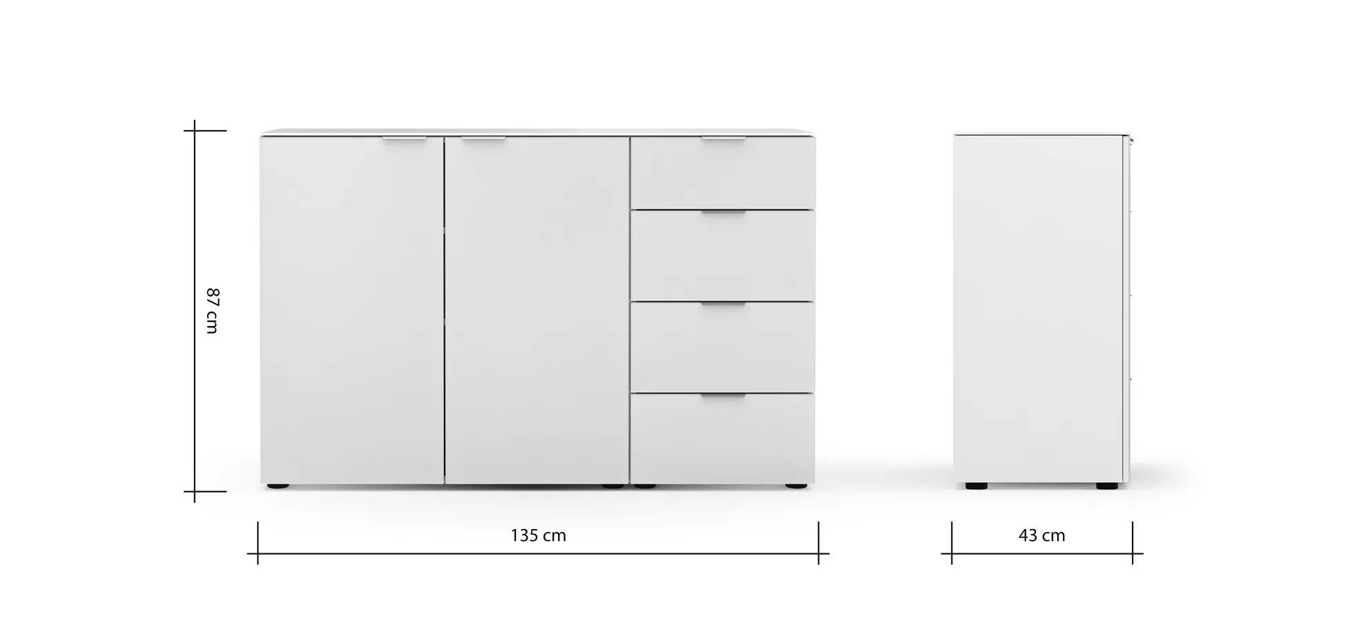 Kommode Colorado Beimöbel - BHT ca. 135x87x43 cm, Offwhite
