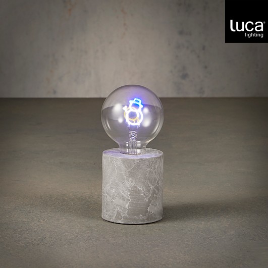 Tischlampe Schneemann LED grau warm weiss - Batteriebetrieb und Timer - h18xd8cm