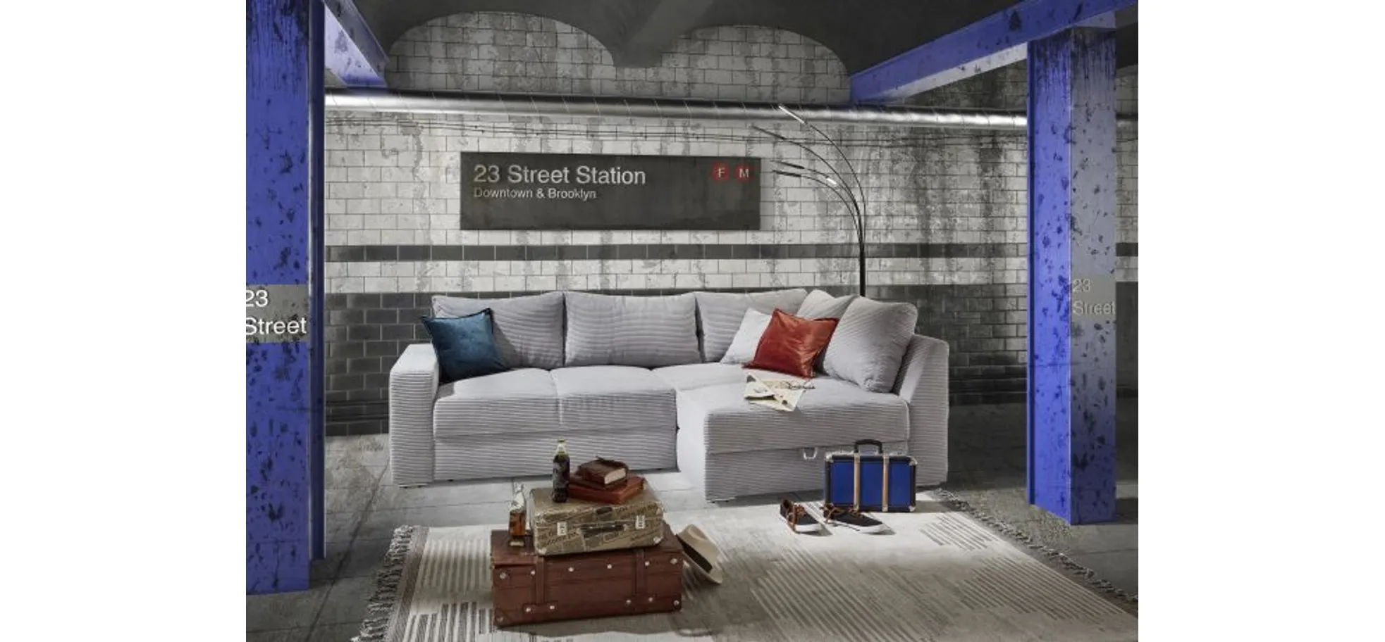 Ecksofa JANIS - 2,5-Sitzer, Ecke rechts inkl. Schlaffunktion , Stoff, Hellgrau Ecksofa JANIS - 2,5-Sitzer, Ecke rechts inkl. Schlaffunktion , Stoff, Hellgrau
