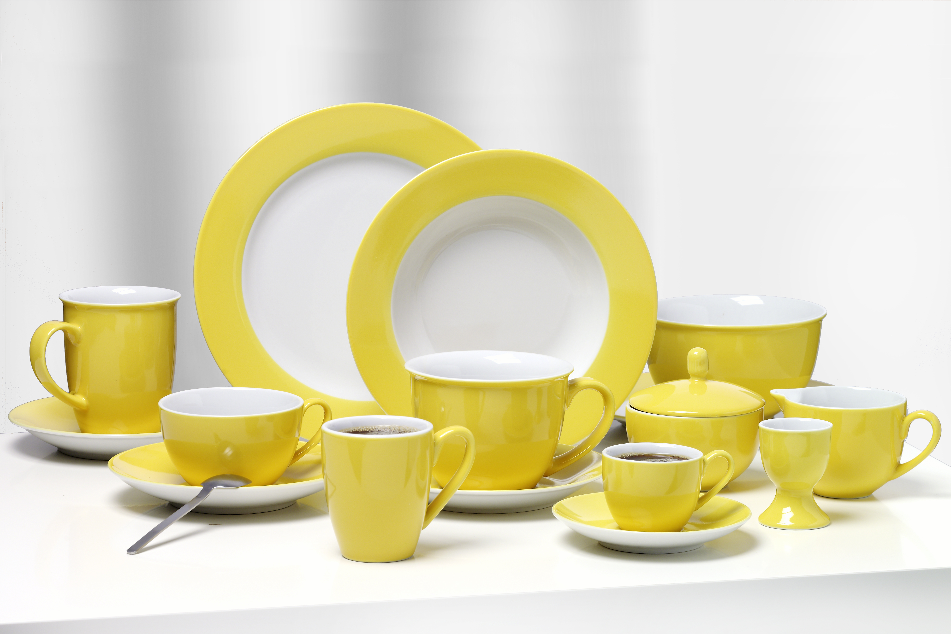 Espresso-Untertasse Doppio Gelb 12 cm - Porzellan, sü