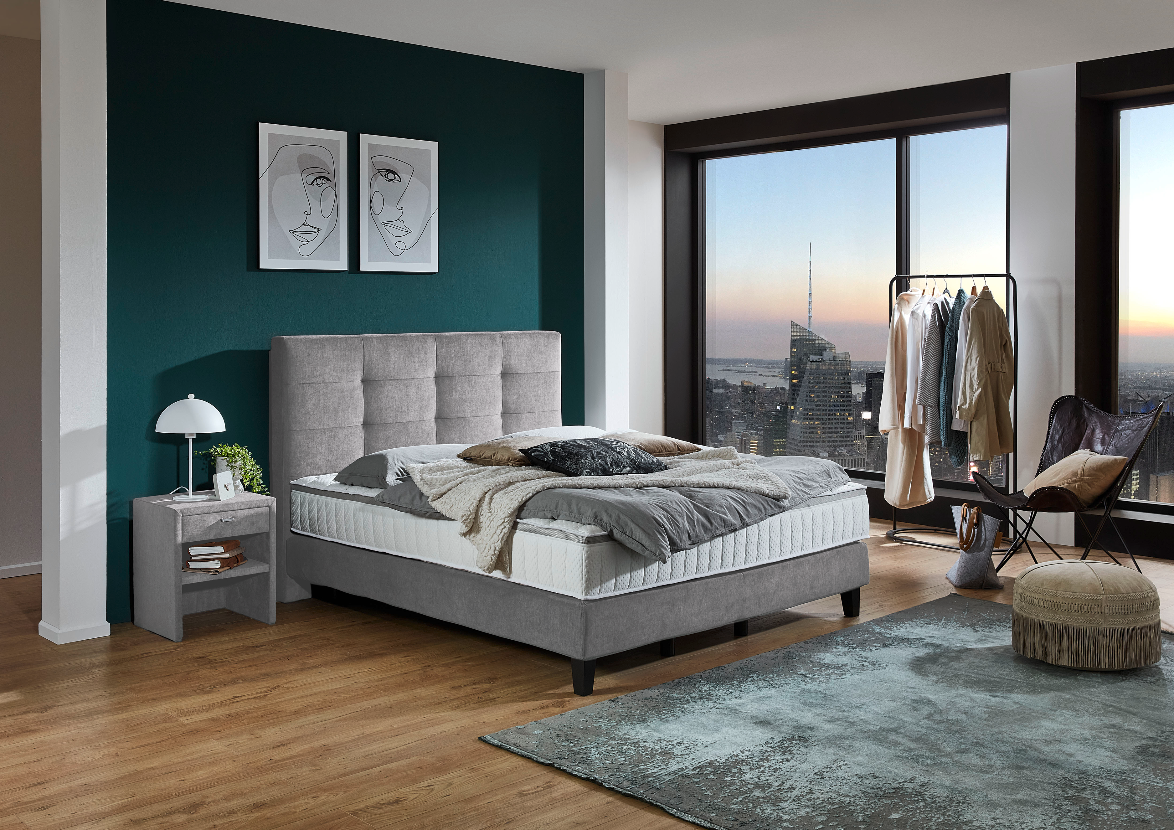 Boxspringbett, 180 x 200 cm, Pastellblau - LS24 Sula