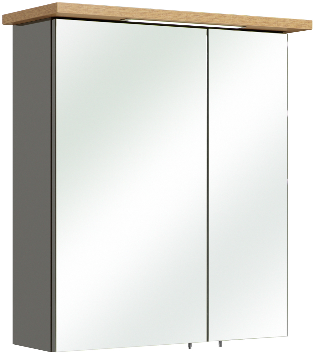 Spiegelschrank, Quarzgrau Hochglanz - QUICKSET - 924