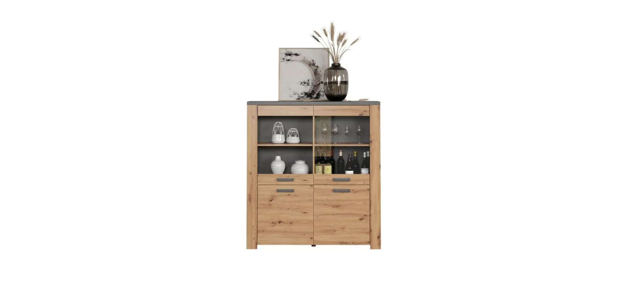 Highboard - Eiche Dekor, Graphit