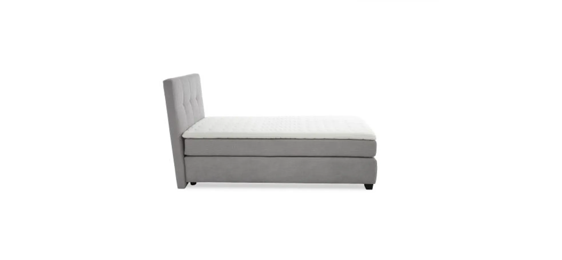 Boxspringbett JILA- Ligefläche ca. 120x200 cm, Stoff, Hellgrau