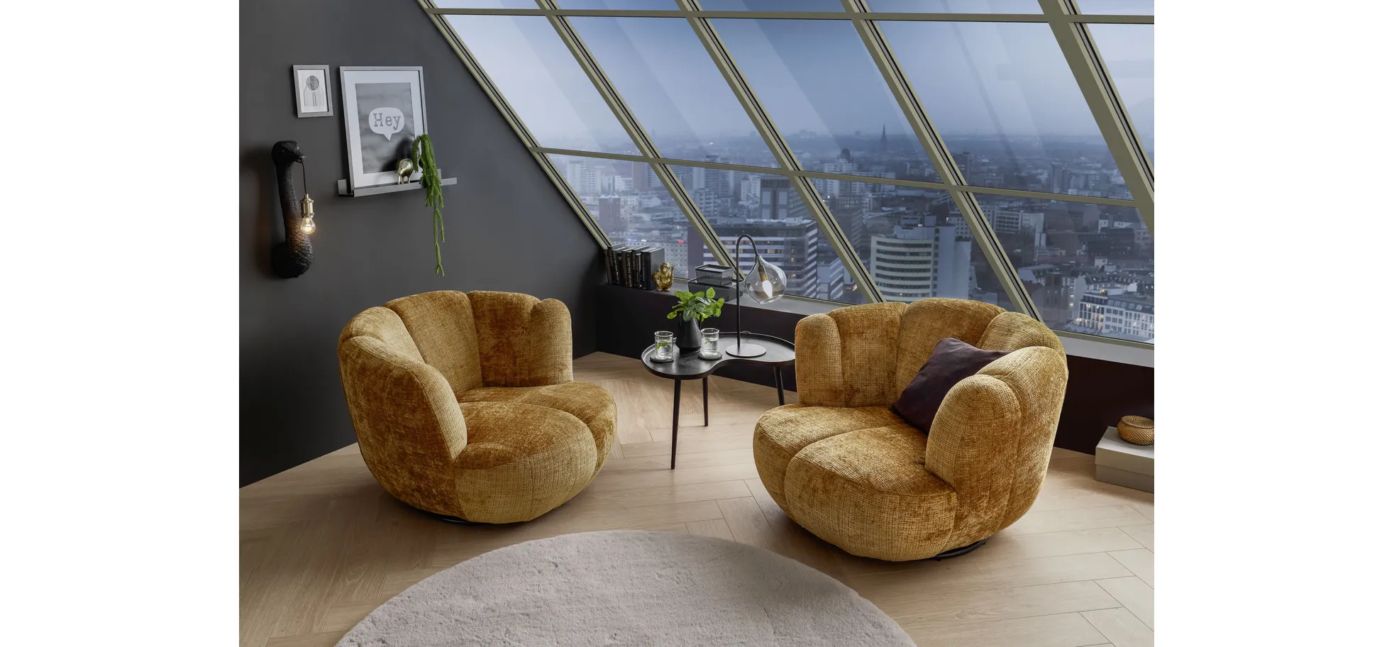 Drehsessel, goldfarben - Editha