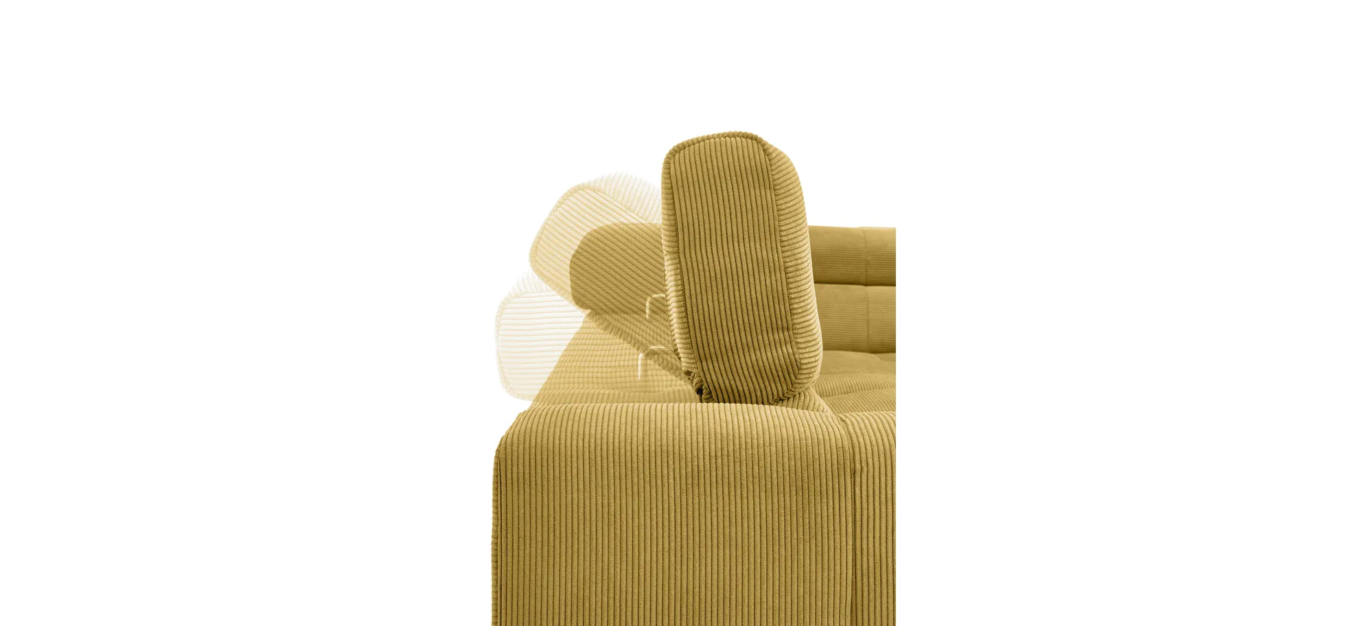  Ecksofa COLLEEN - 2-Sitzer mit Ecke rechts, Sitzvorzug motorisch, Feincord, Gold