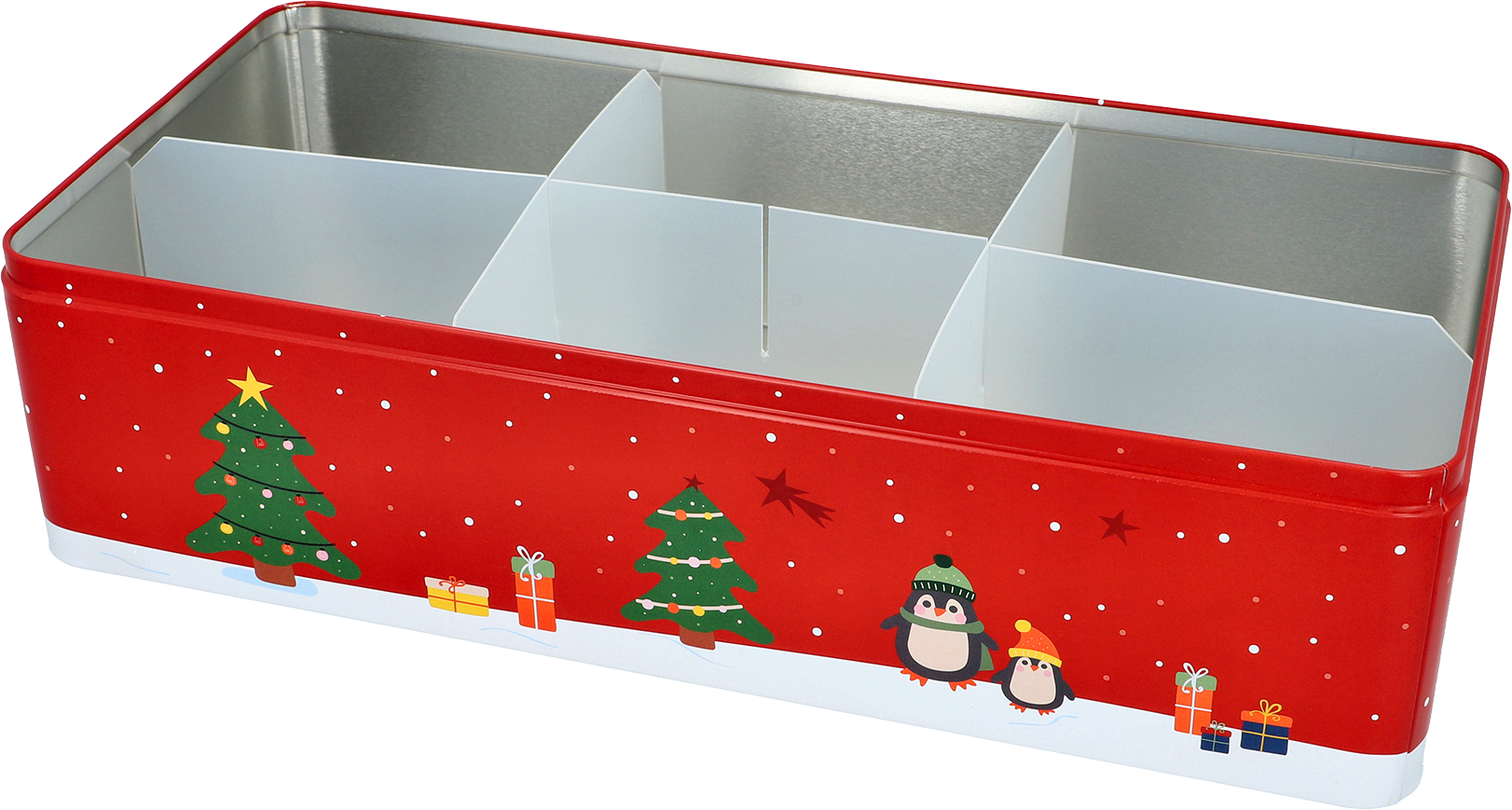 Gebäckdose XXL Winter Market, mit Einteiler - eckig, 42x20cm, Höhe 11cm