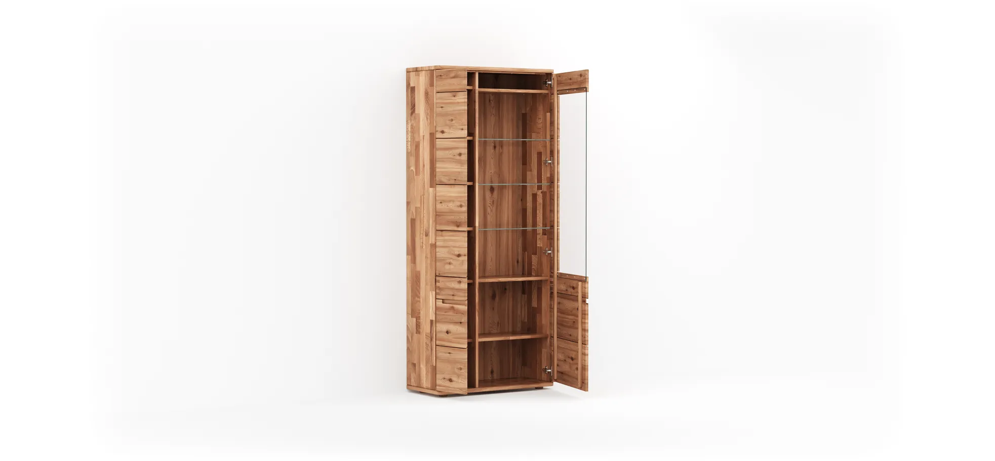 Vitrine Cartago Soft - Astbuche massiv, natur geölt