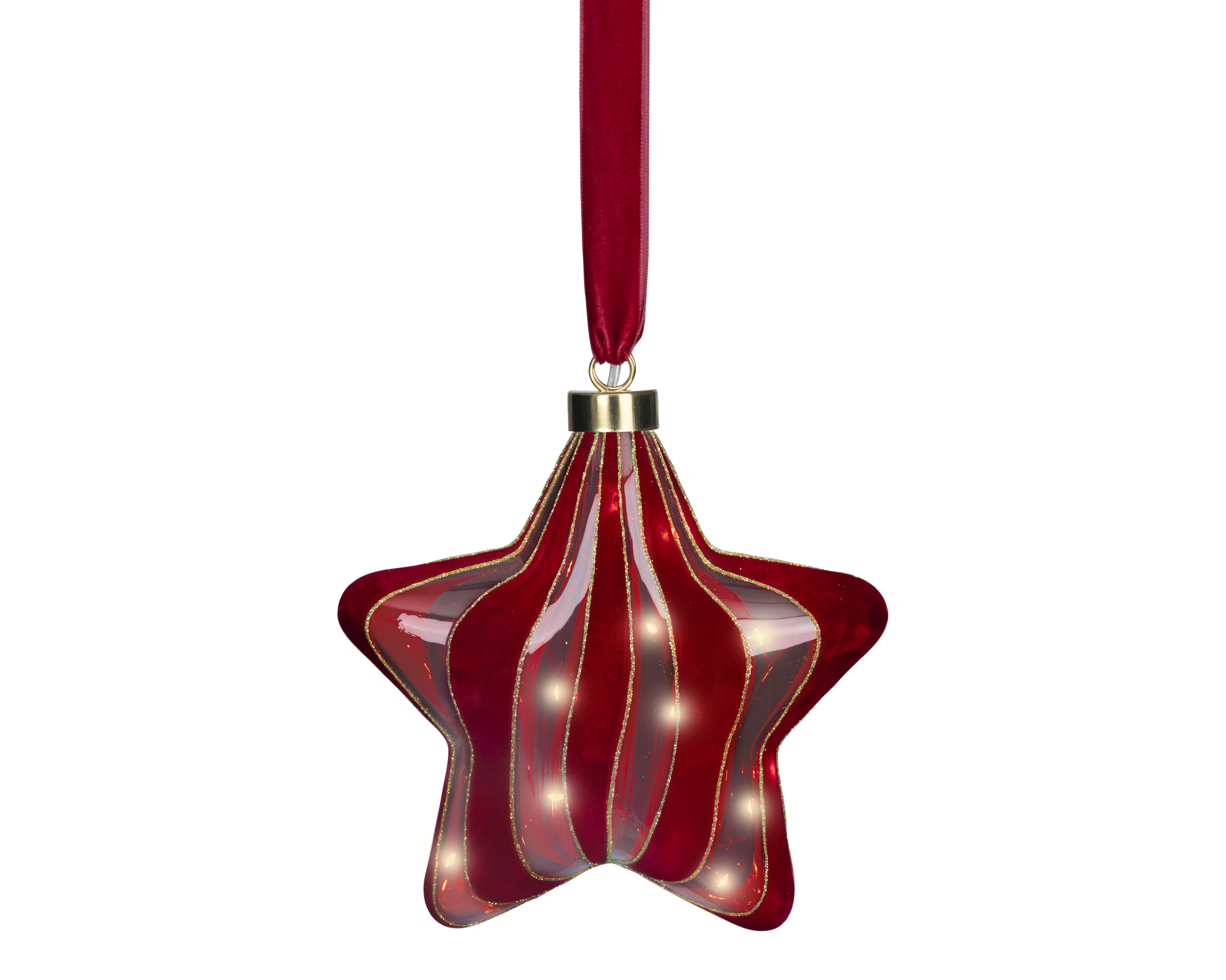 LED Stern - rot/warm weiss, Glas, L6.5-W20-H20cm-15L