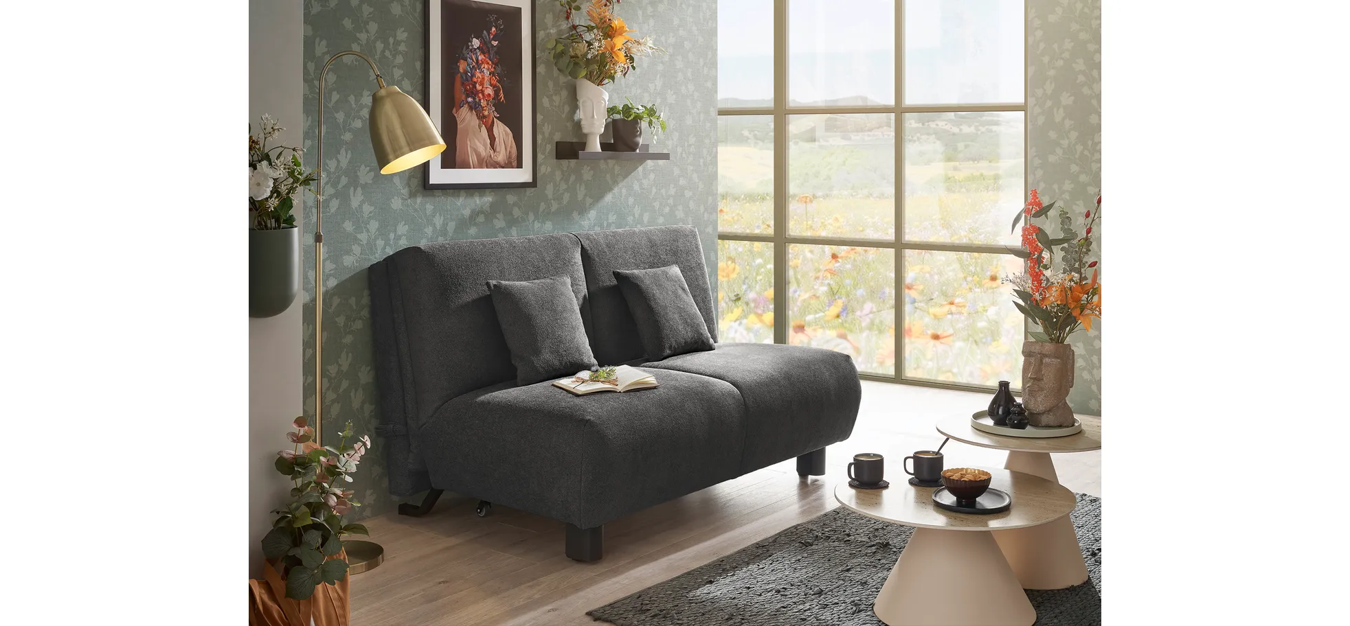 Faltsofa EBBY - 2-Sitzer ohne Armlehne, 140 cm inkl. Schlaffunktion, Stoff, Dunkelgrau Faltsofa EBBY - 2-Sitzer ohne Armlehne, 140 cm inkl. Schlaffunktion, Stoff, Dunkelgrau
