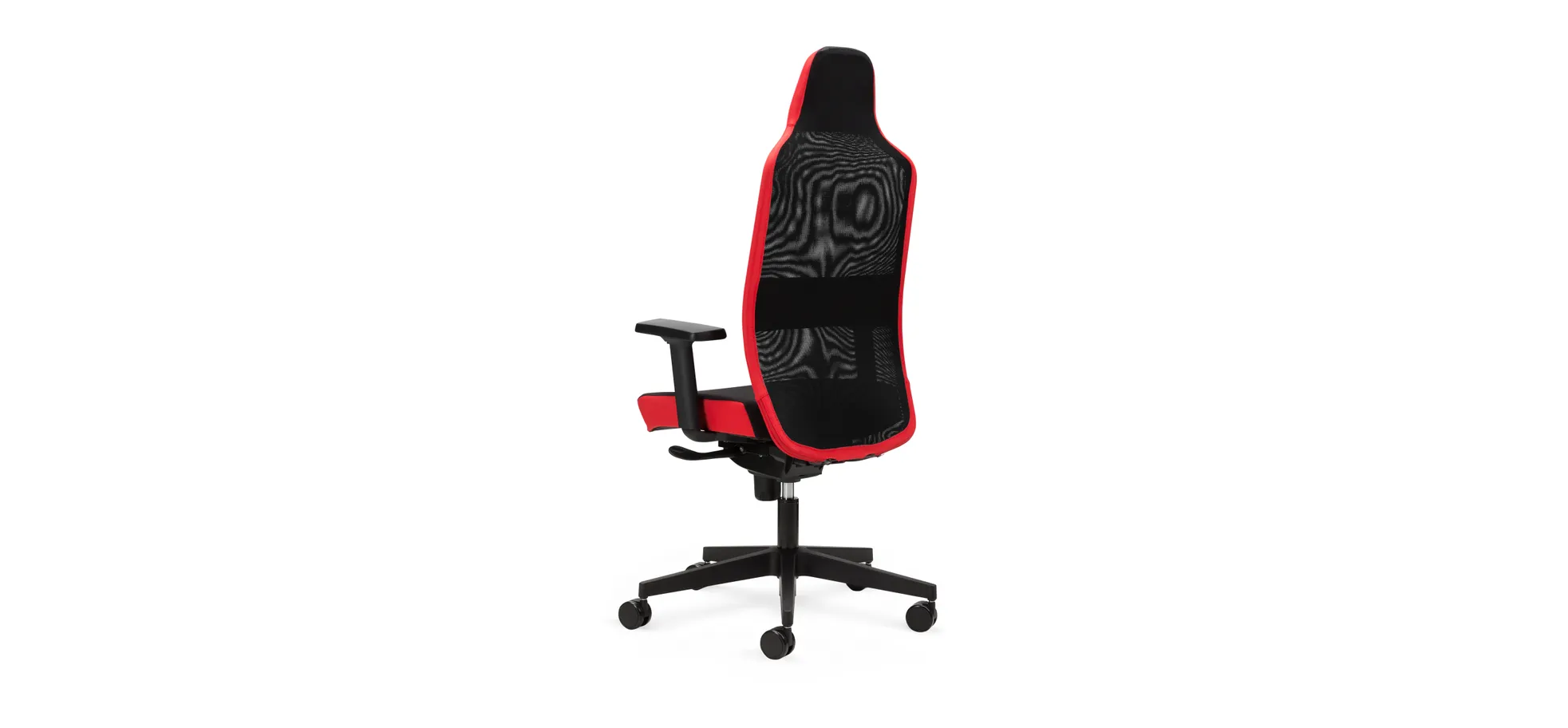 Bürodrehstuhl - mit Armlehnen und Kopfstütze, Synchronmechanik, Stoff, Schwarz, Rot