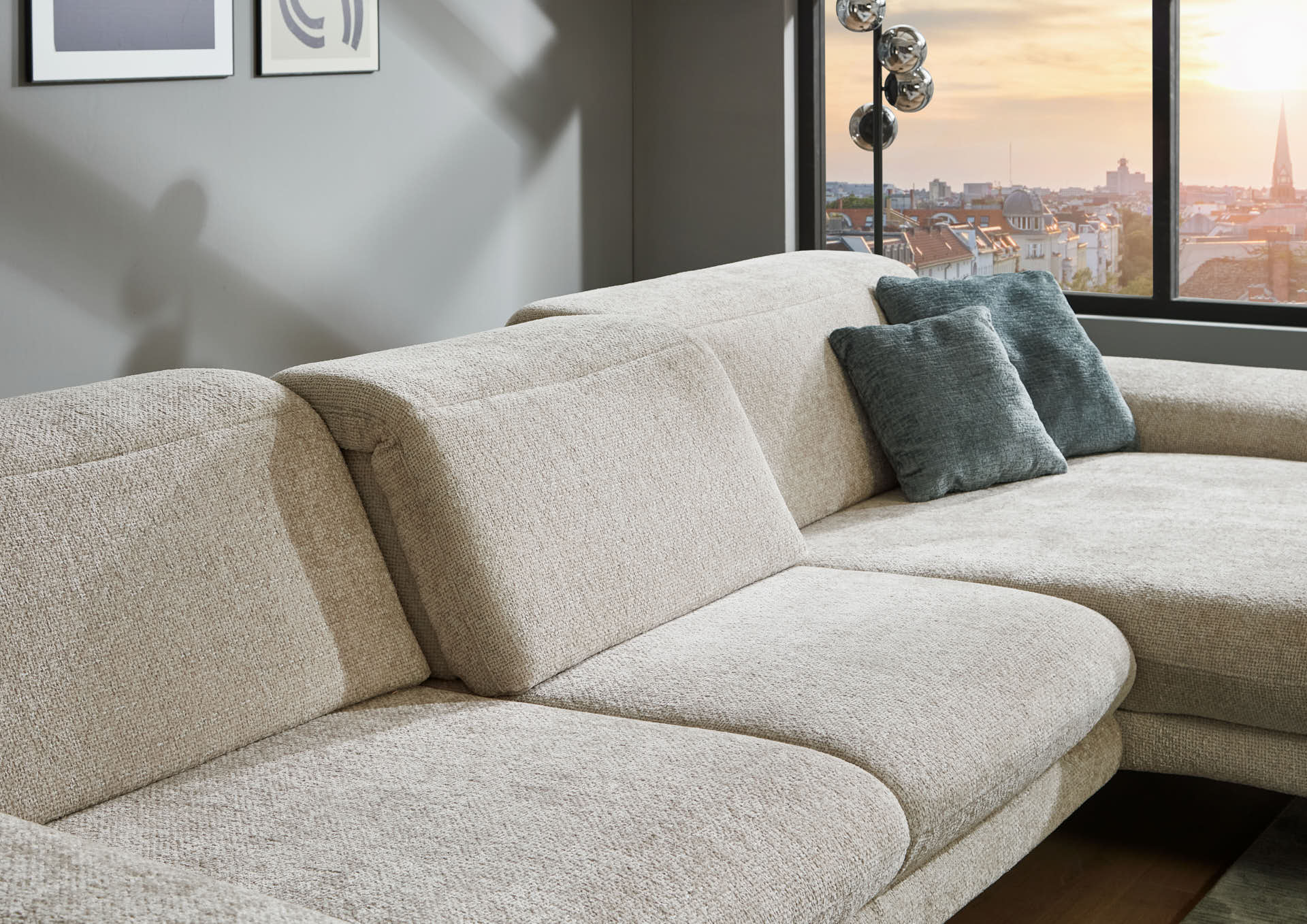 Ecksofa, Bezug natur, Federkern - LS24 Capizi