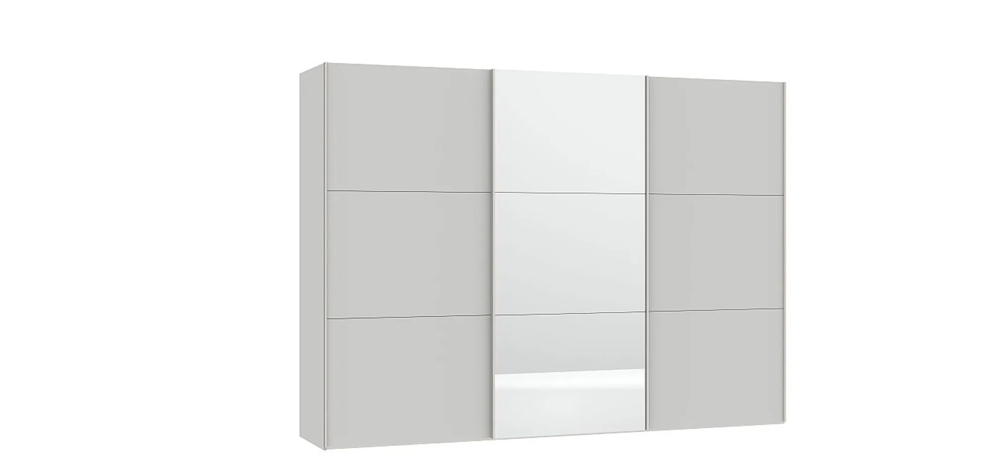 Schwebetürenschrank JOIN IT- B ca. 303 cm., Hellgrau, Matt, Spiegel