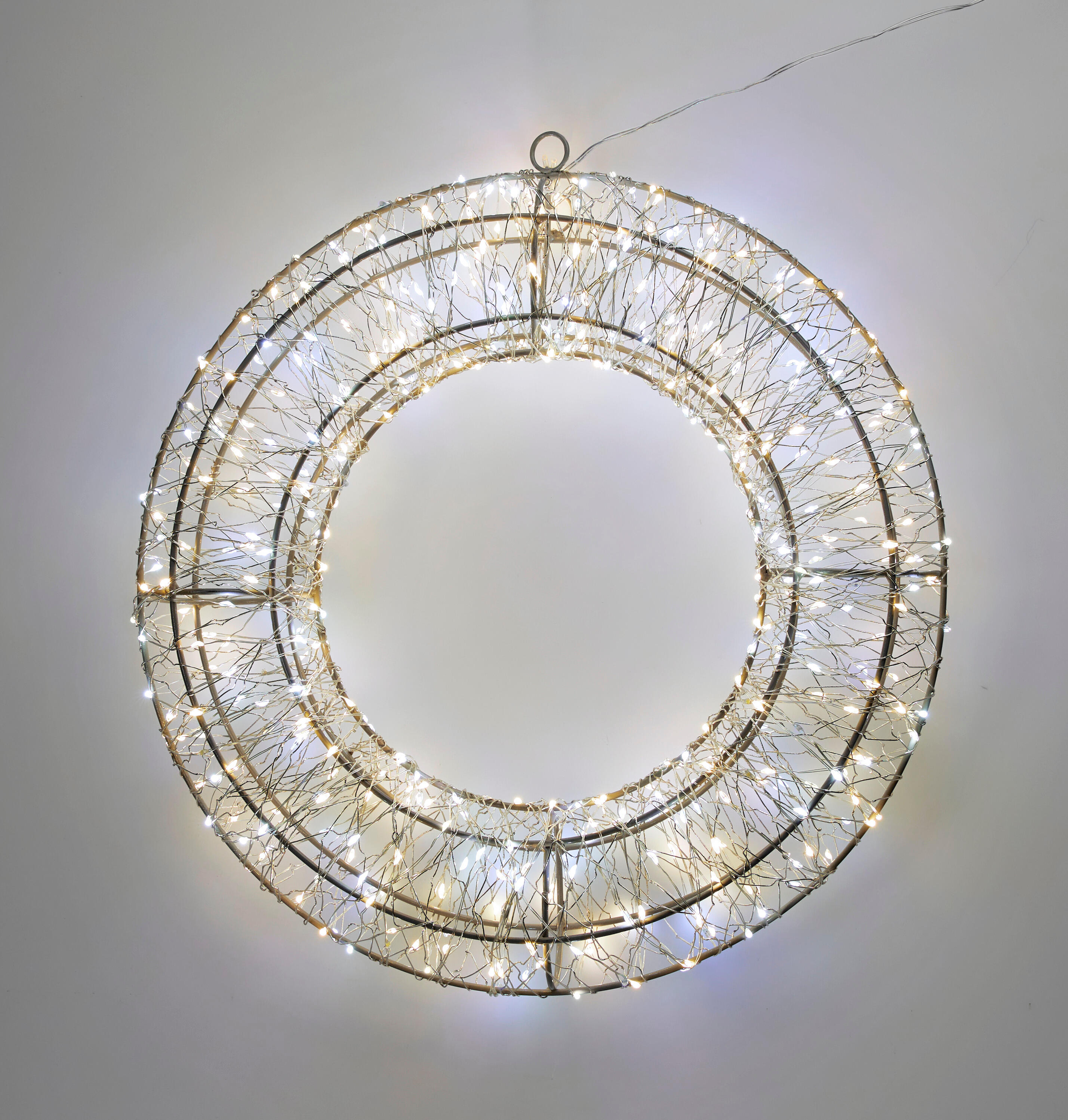 LED Kranz, ca. 38cm, taupe - Timer, Flashing Light