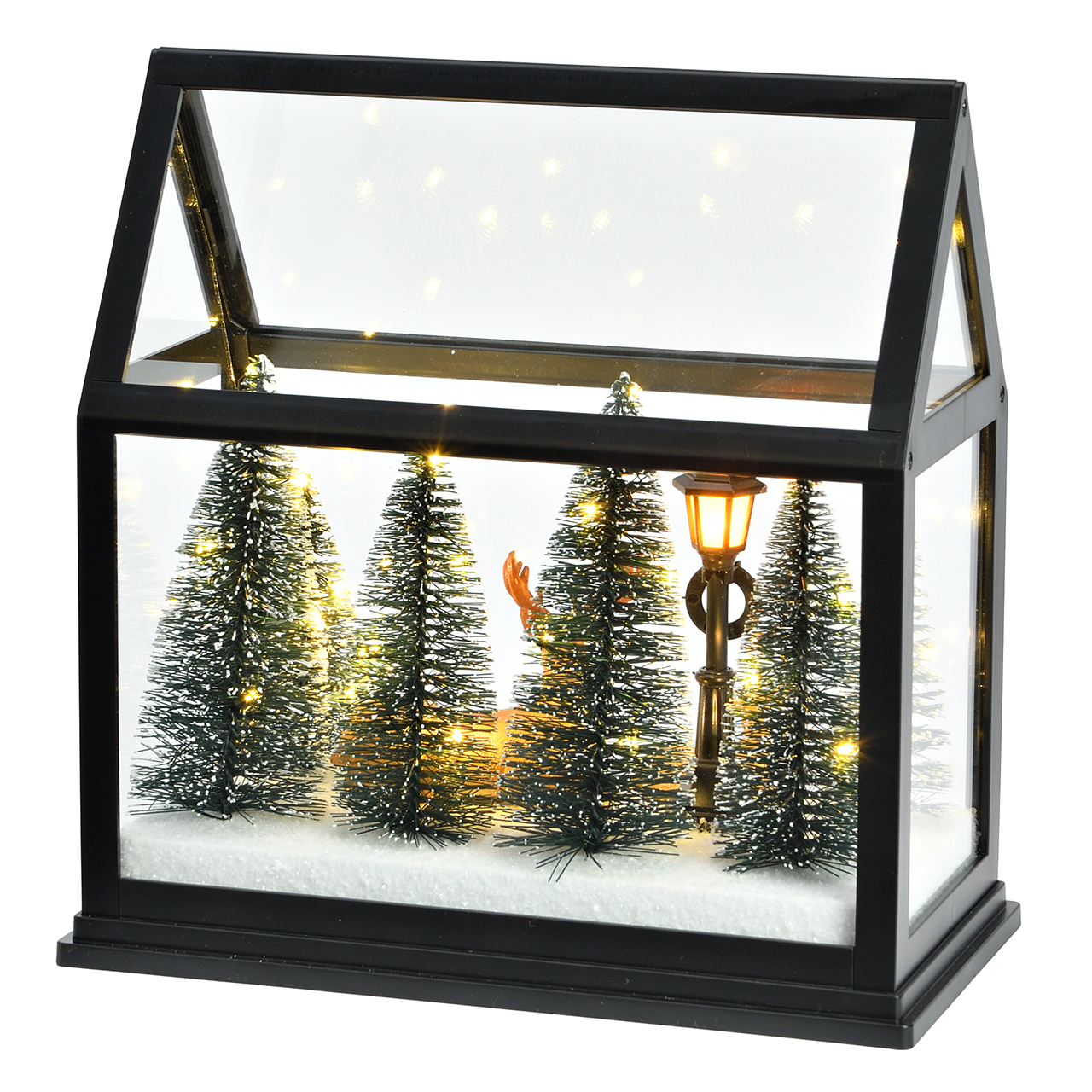 Winterszene im Haus LED Kunststoff - Bunt ca. 23x23x12cm exkl.2xAA