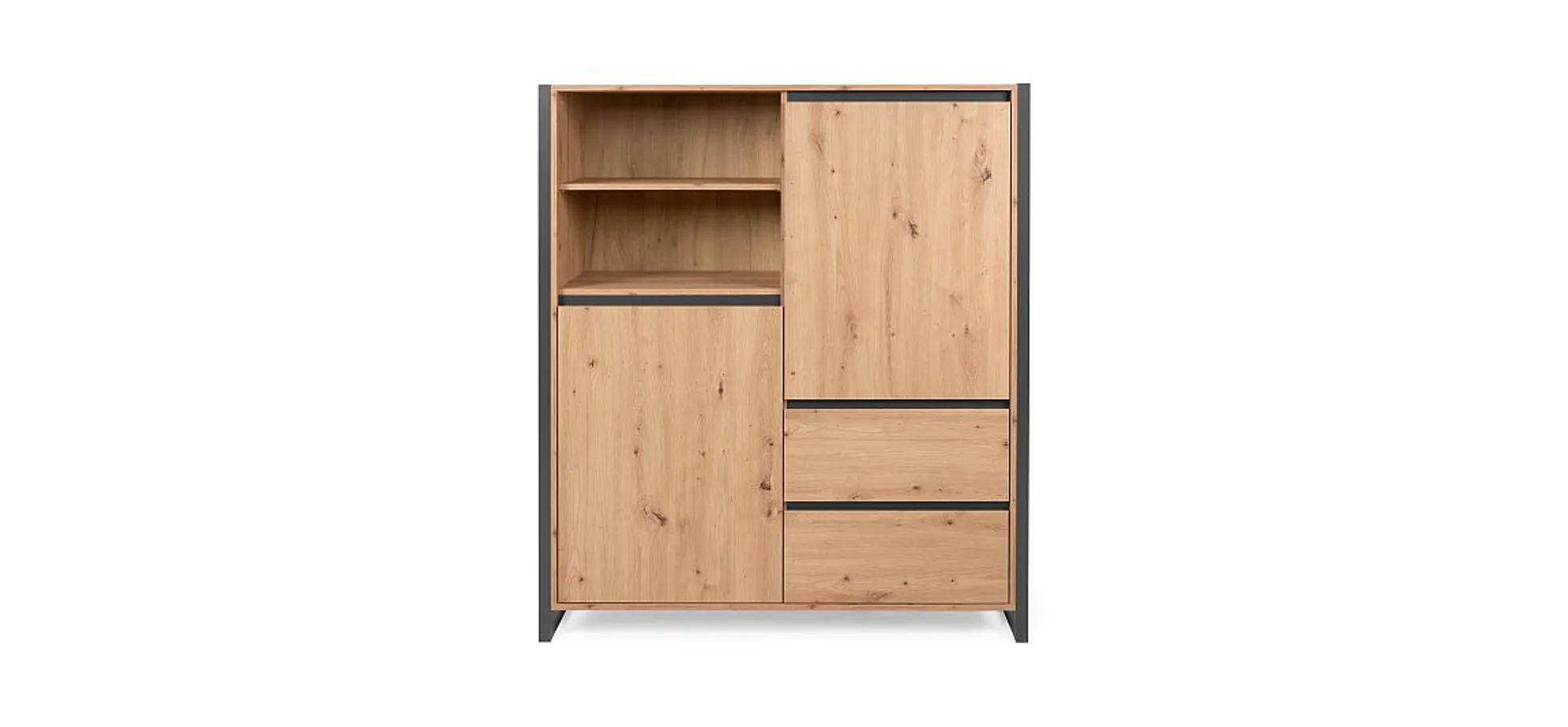 Highboard- Eiche Dekor, Anthrazit